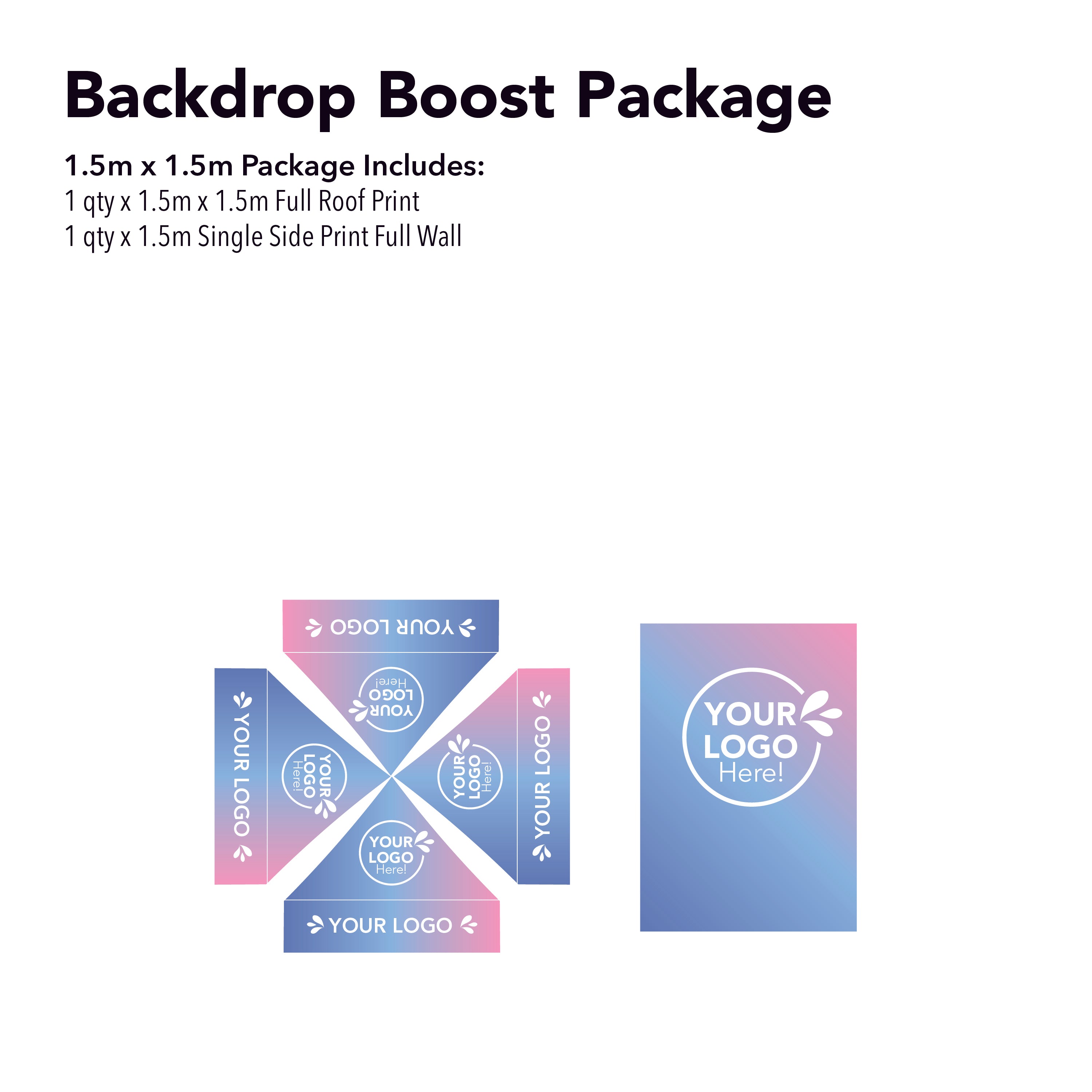 1.5m x 1.5m Printed Folding Marquee | Backdrop Boost Package