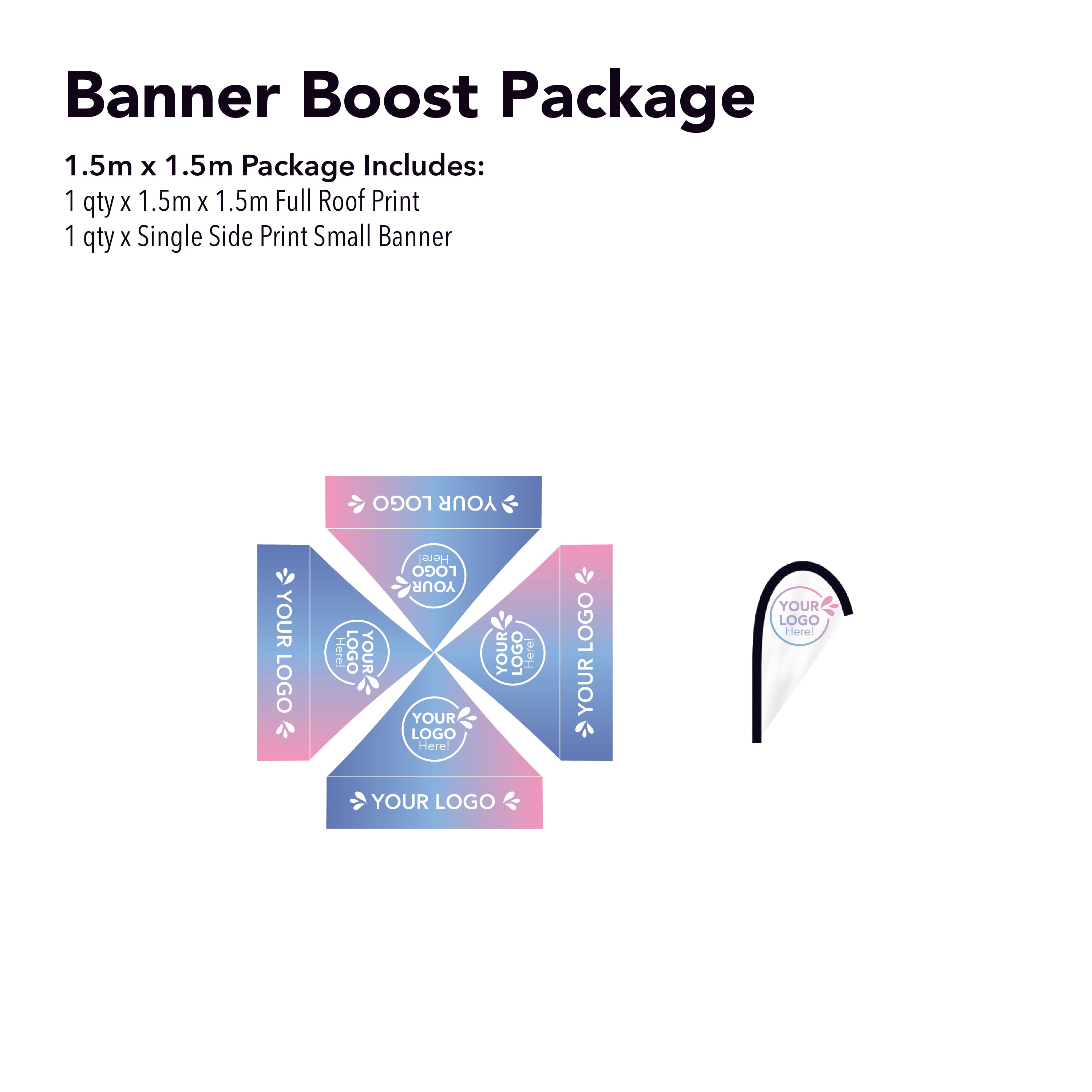 1.5m x 1.5m Printed Folding Marquee | Banner Boost Package