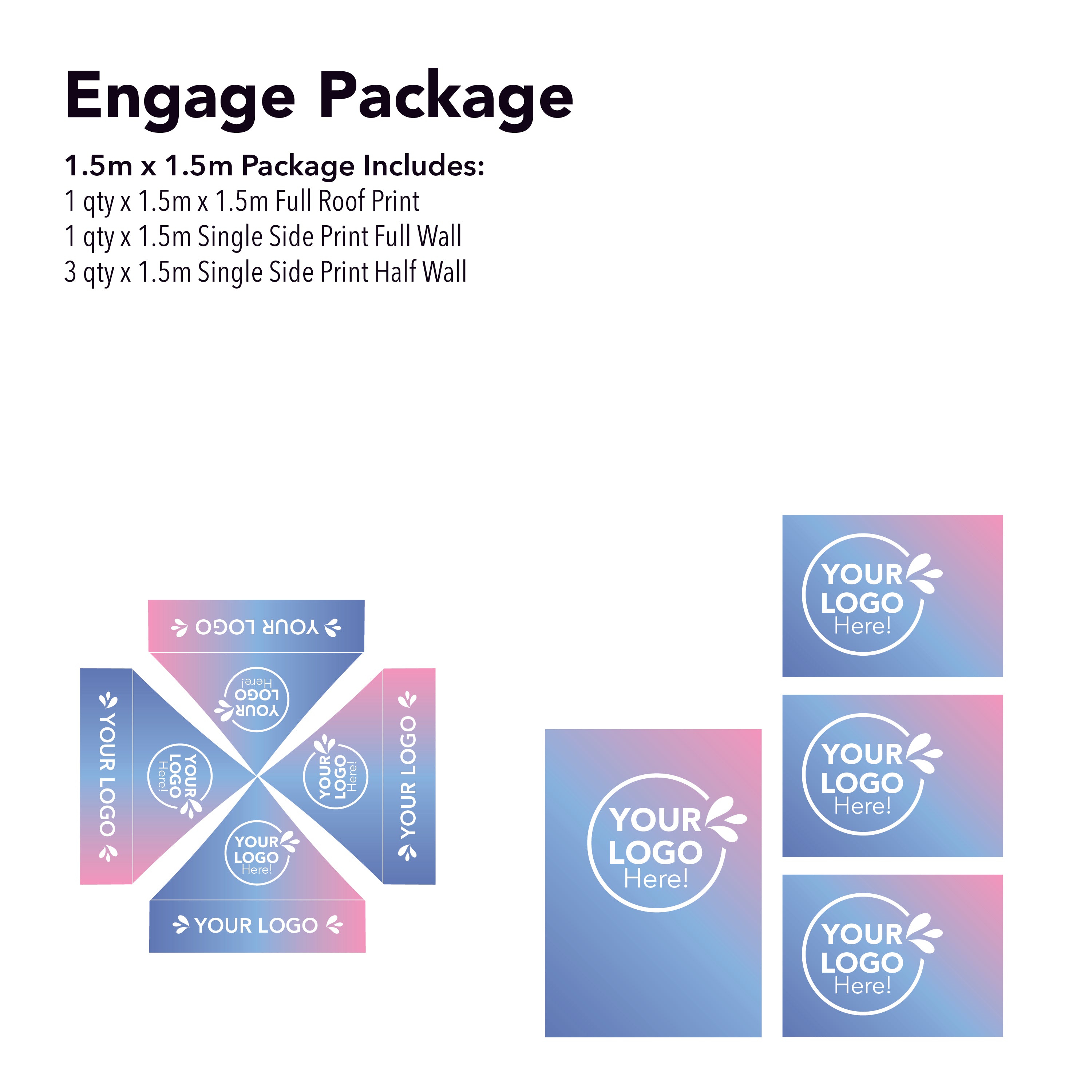 1.5m x 1.5m Printed Folding Marquee | Engage Package