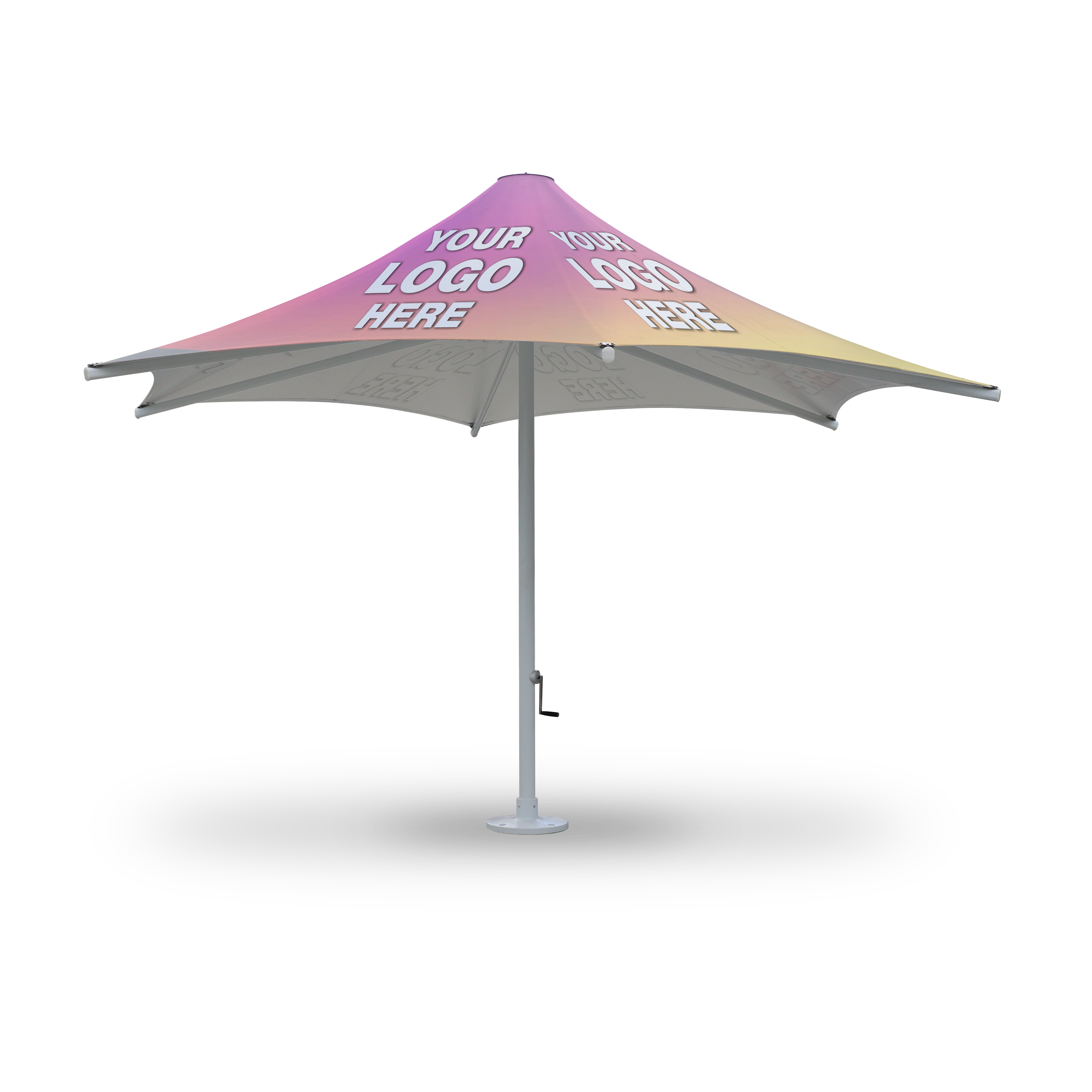 custom commercial patio umbrella 5m Hex PVC Ferrara 300 for Branding Size:13W button tilt adapts to Silver rod (City Folk) cycling24