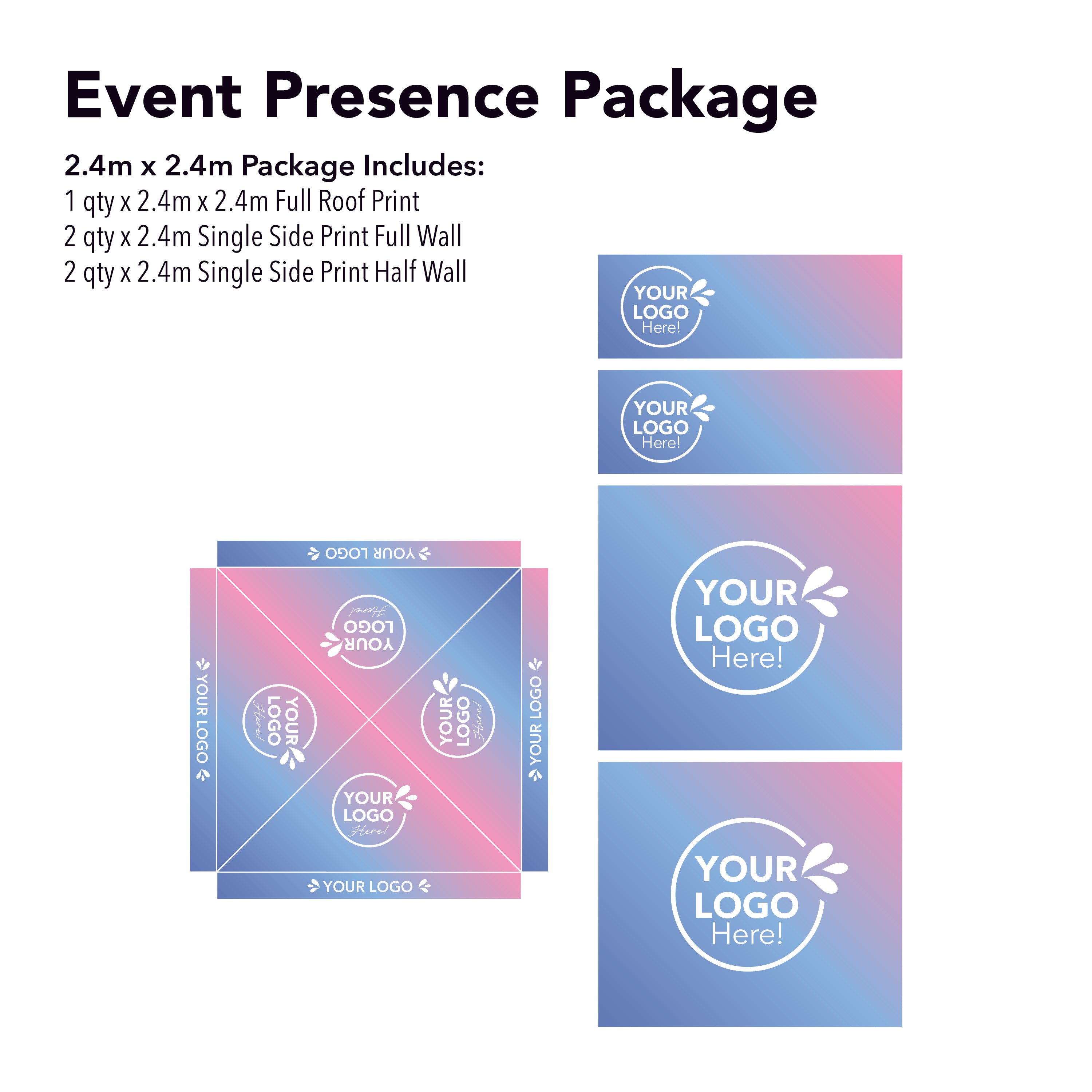 2.4m x 2.4m Printed Folding Marquee | Event Presence Package