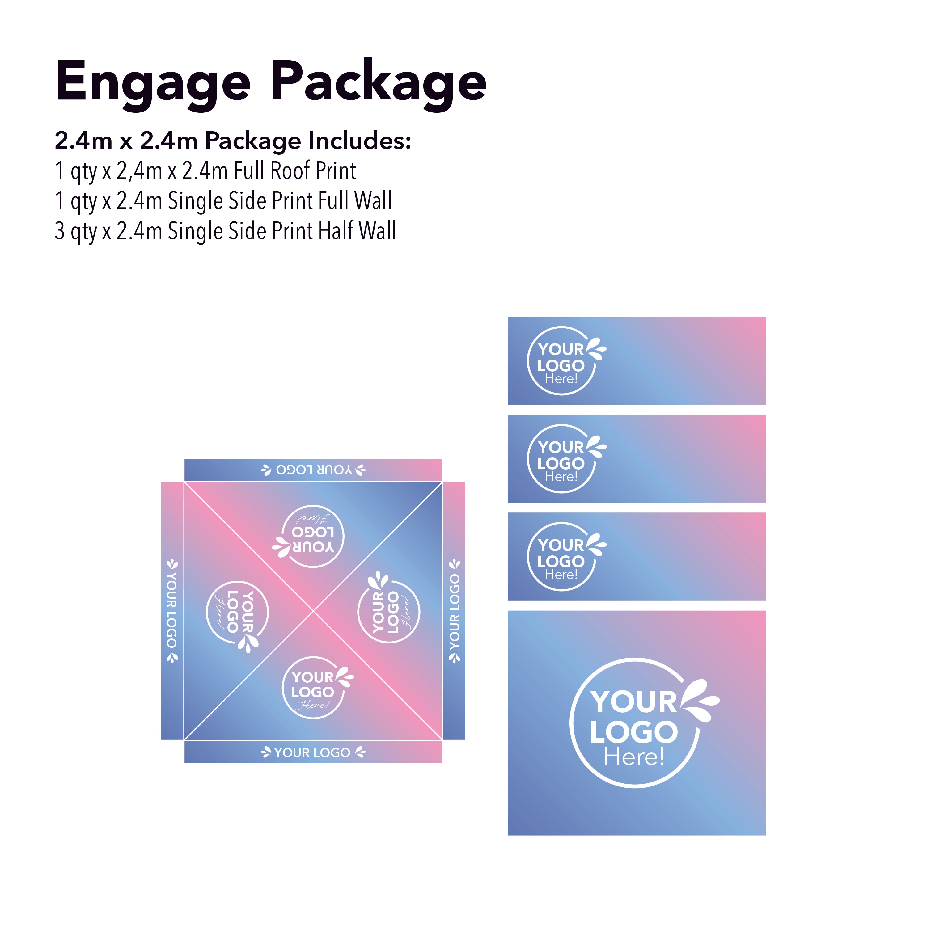 2.4m x 2.4m Printed Folding Marquee | Engage Package