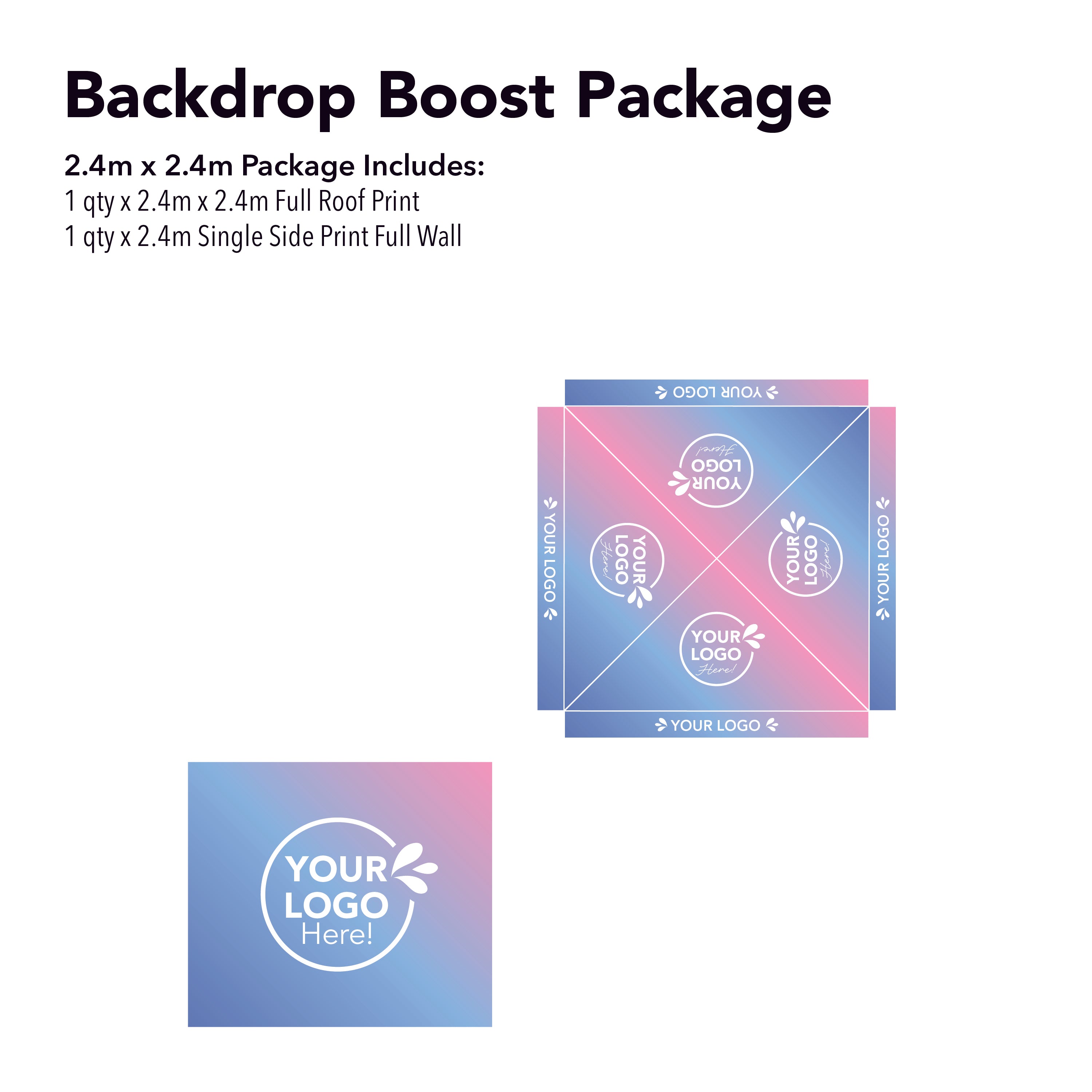 2.4m x 2.4m Printed Folding Marquee | Backdrop Boost Package