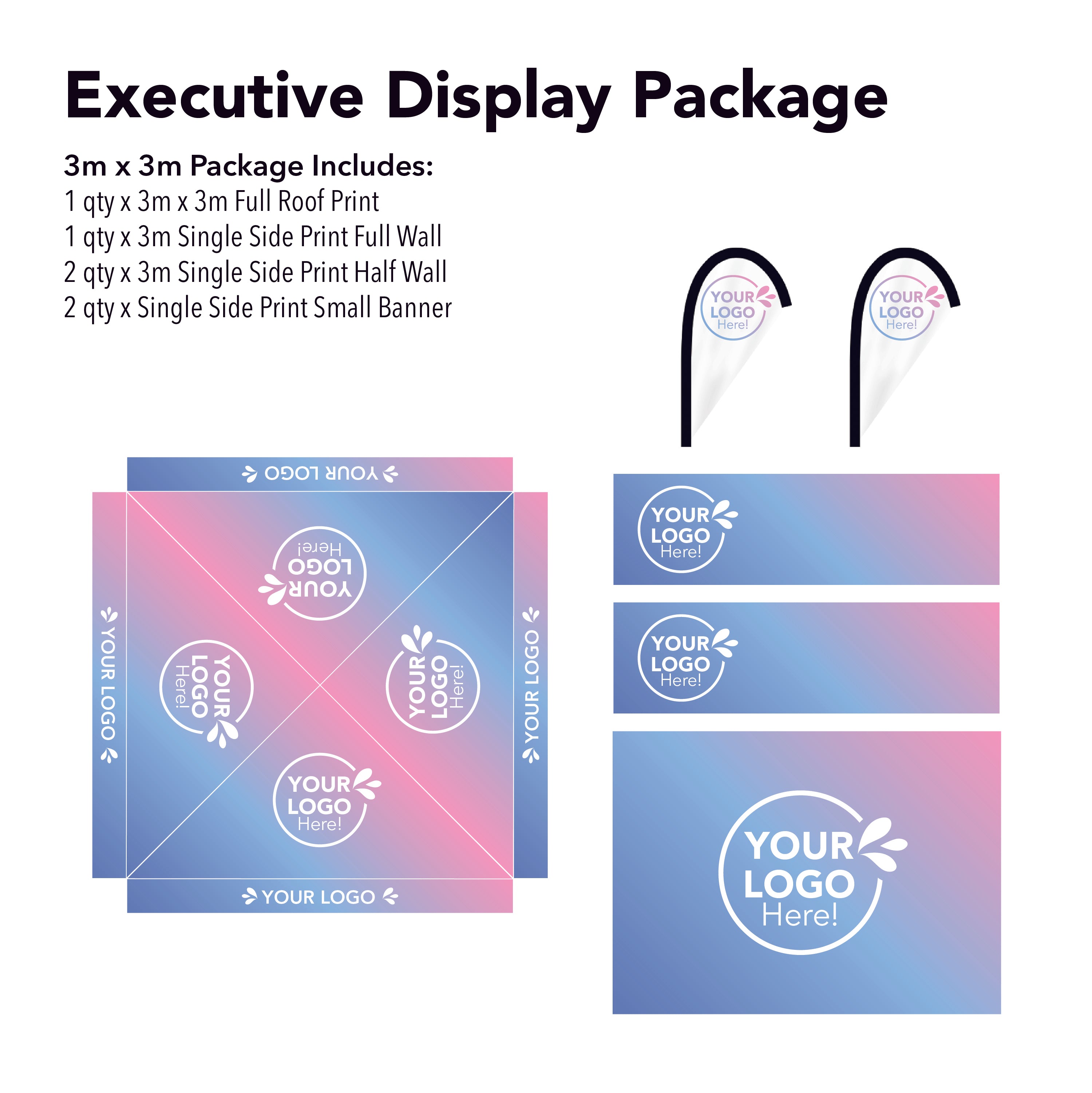 3m x 3m Printed Folding Marquee | Executive Display Package