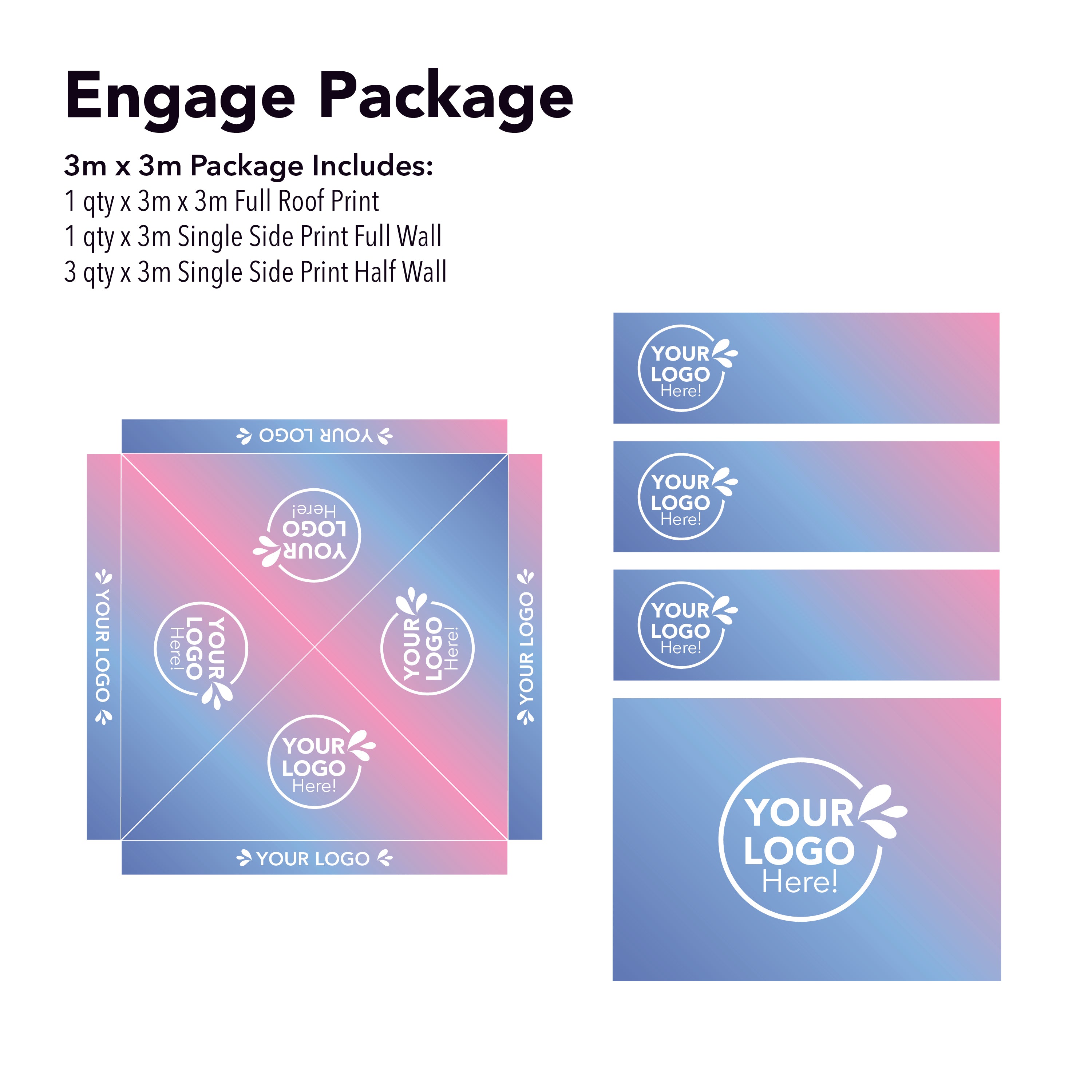 3m x 3m Printed Folding Marquee | Engage Package