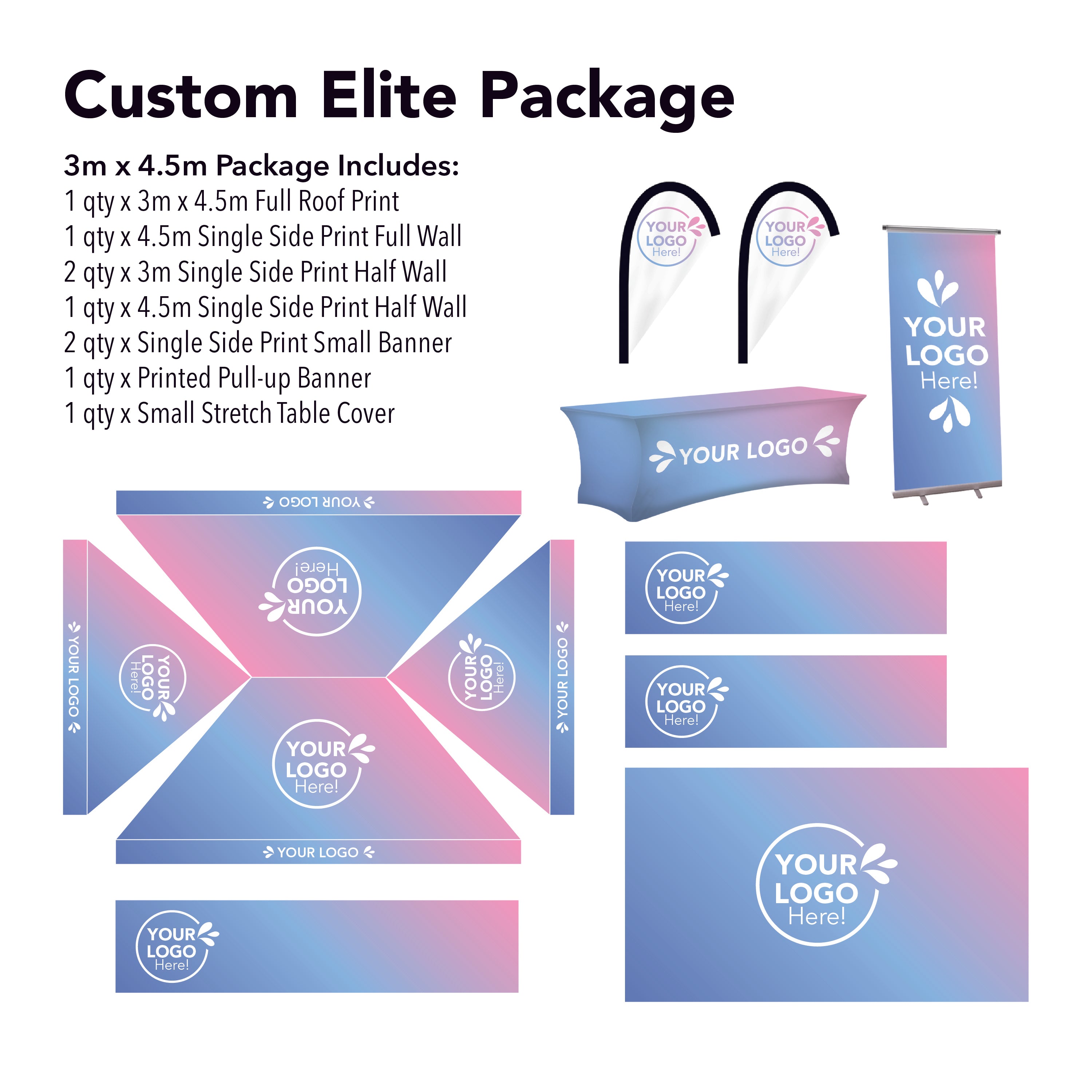 3m x 4.5m Printed Folding Marquee | Custom Elite Package