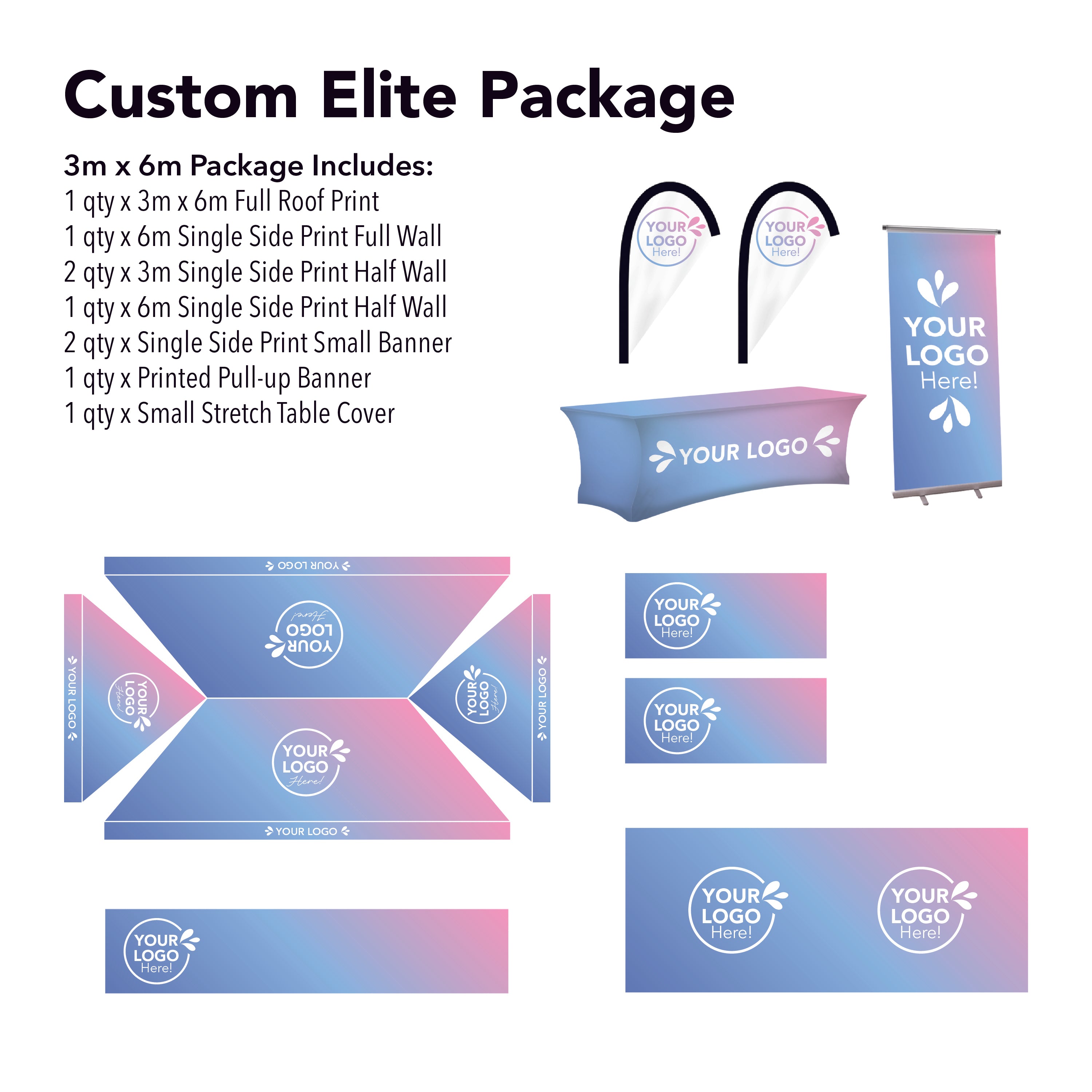 3m x 6m Printed Folding Marquee | Custom Elite Package