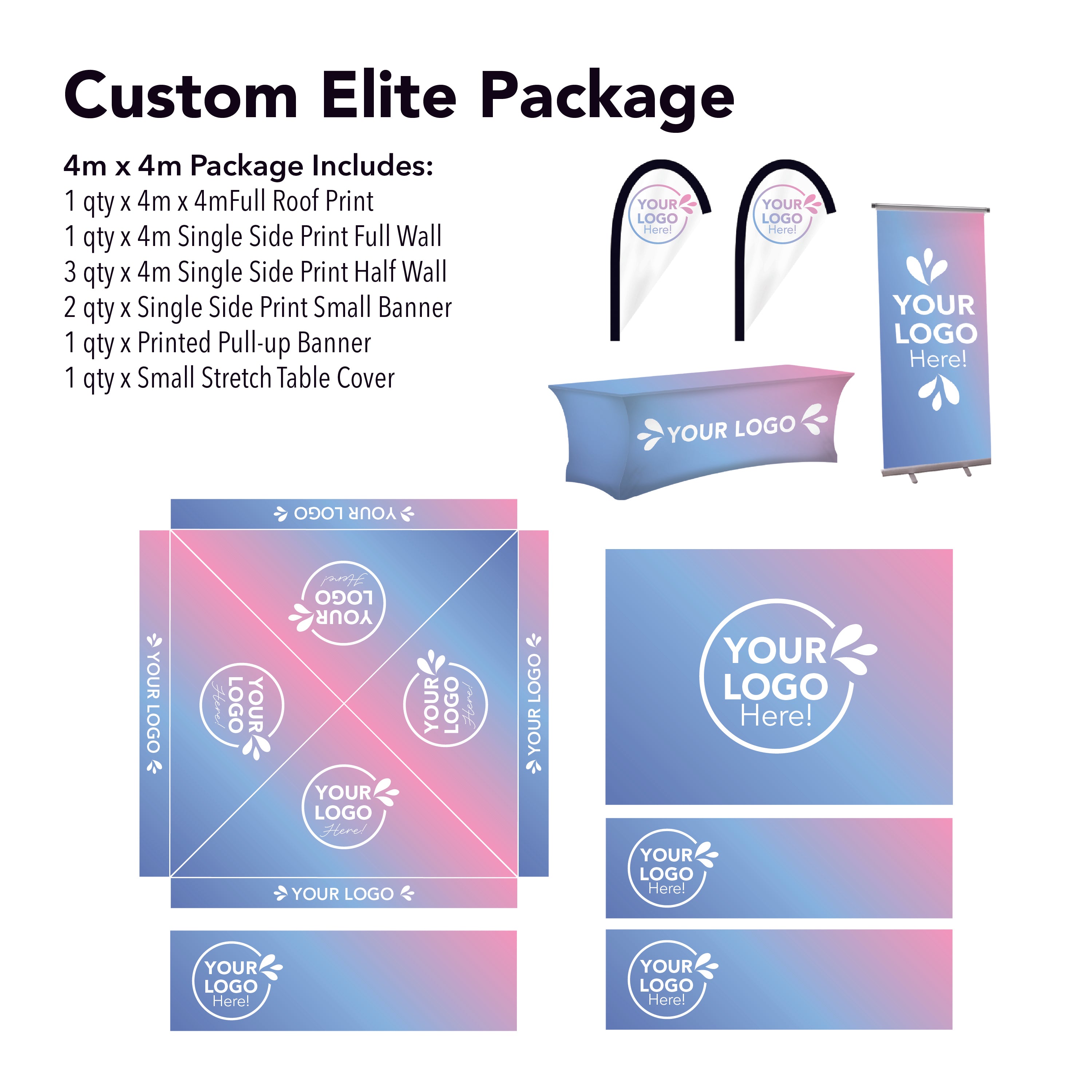 4m x 4m Printed Folding Marquee | Custom Elite Package