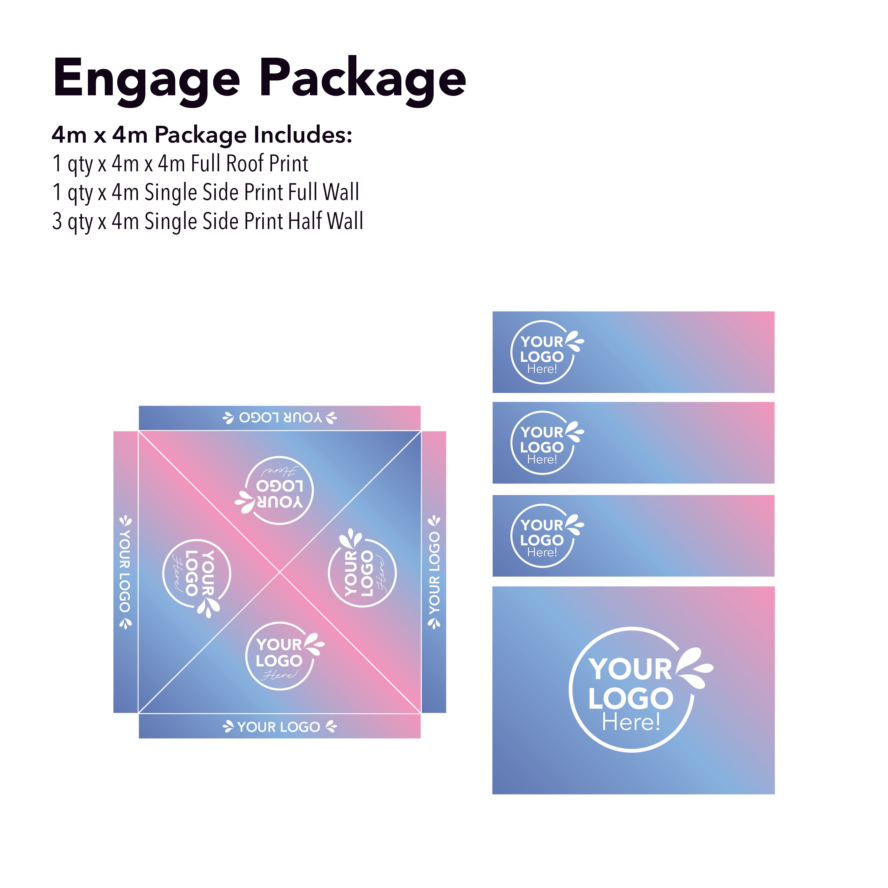 4m x 4m Printed Folding Marquee | Engage Package