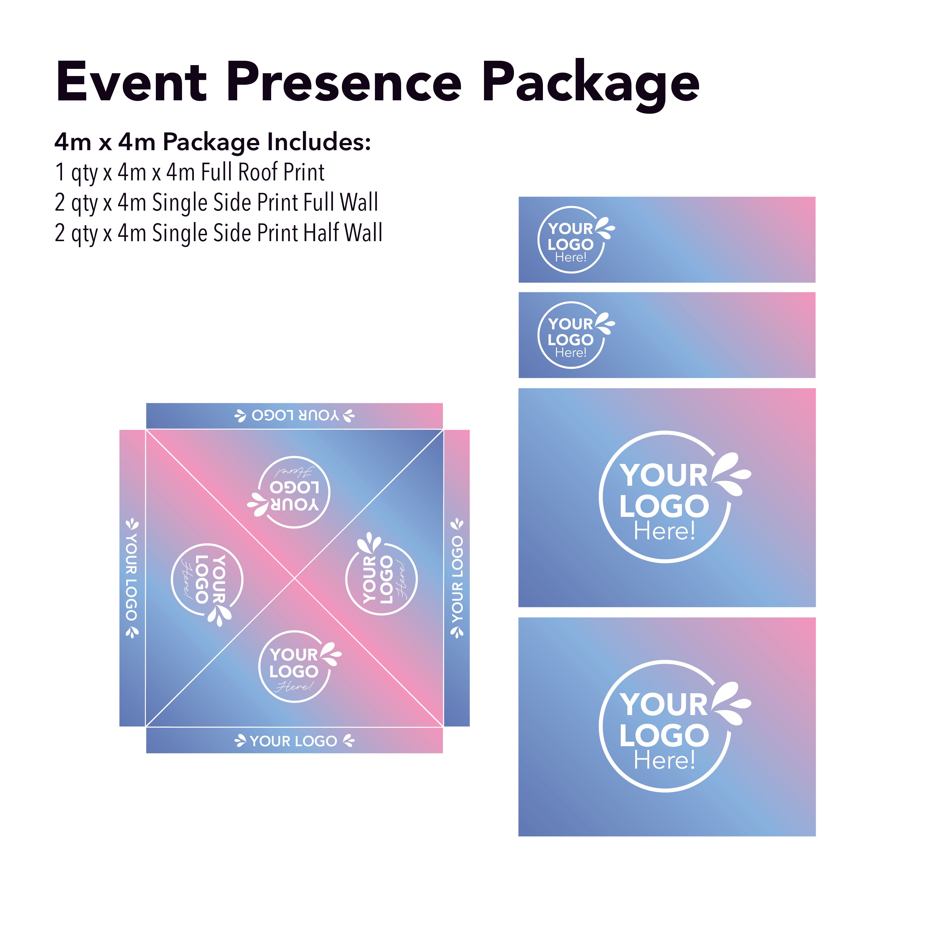 4m x 4m Printed Folding Marquee | Event Presence Package