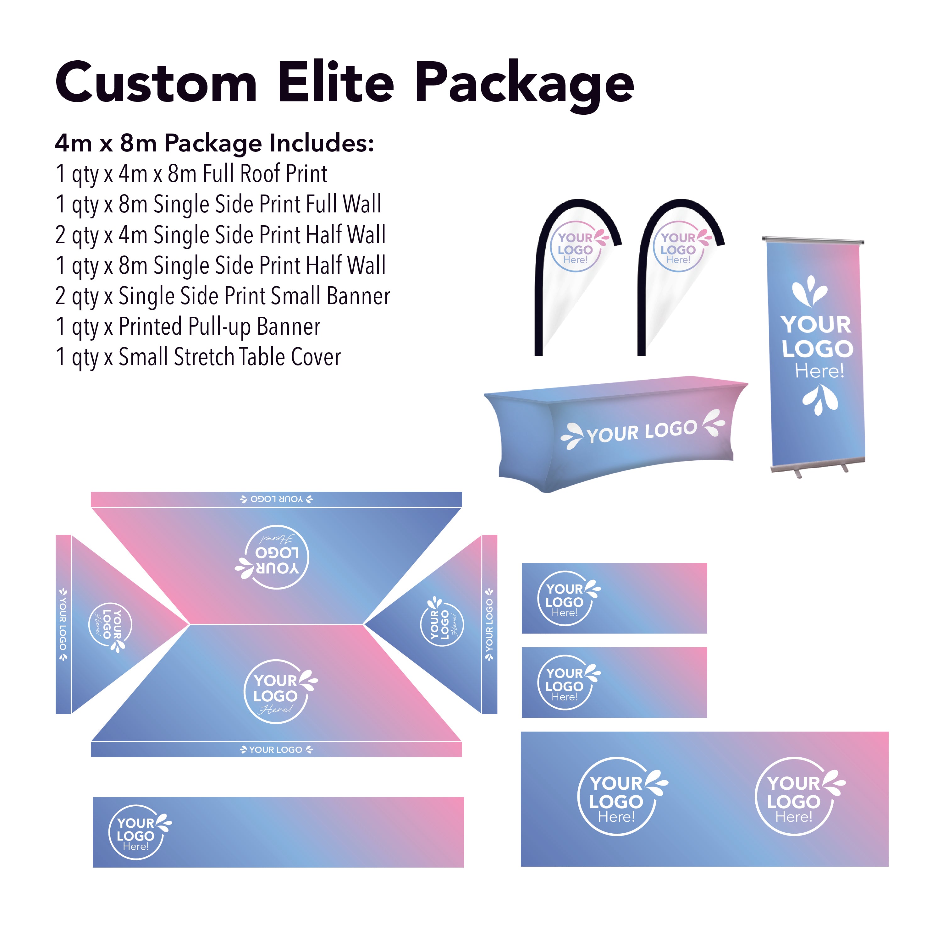 4m x 8m Printed Folding Marquee | Custom Elite Package