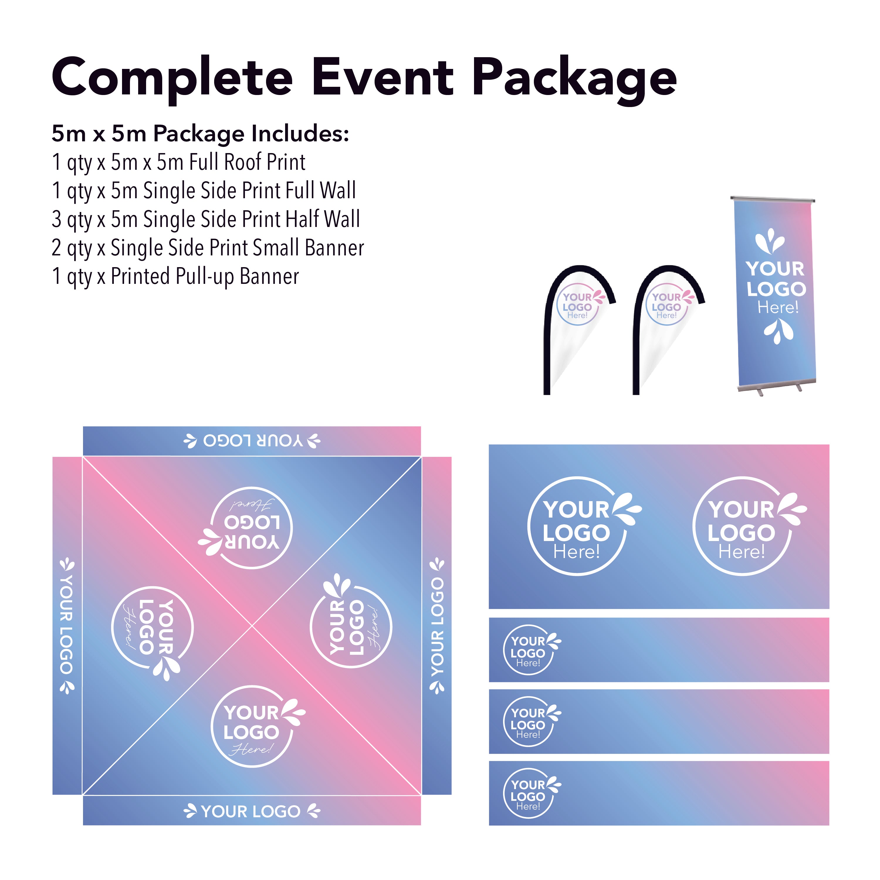 5m x 5m Printed Folding Marquee | Complete Event Package