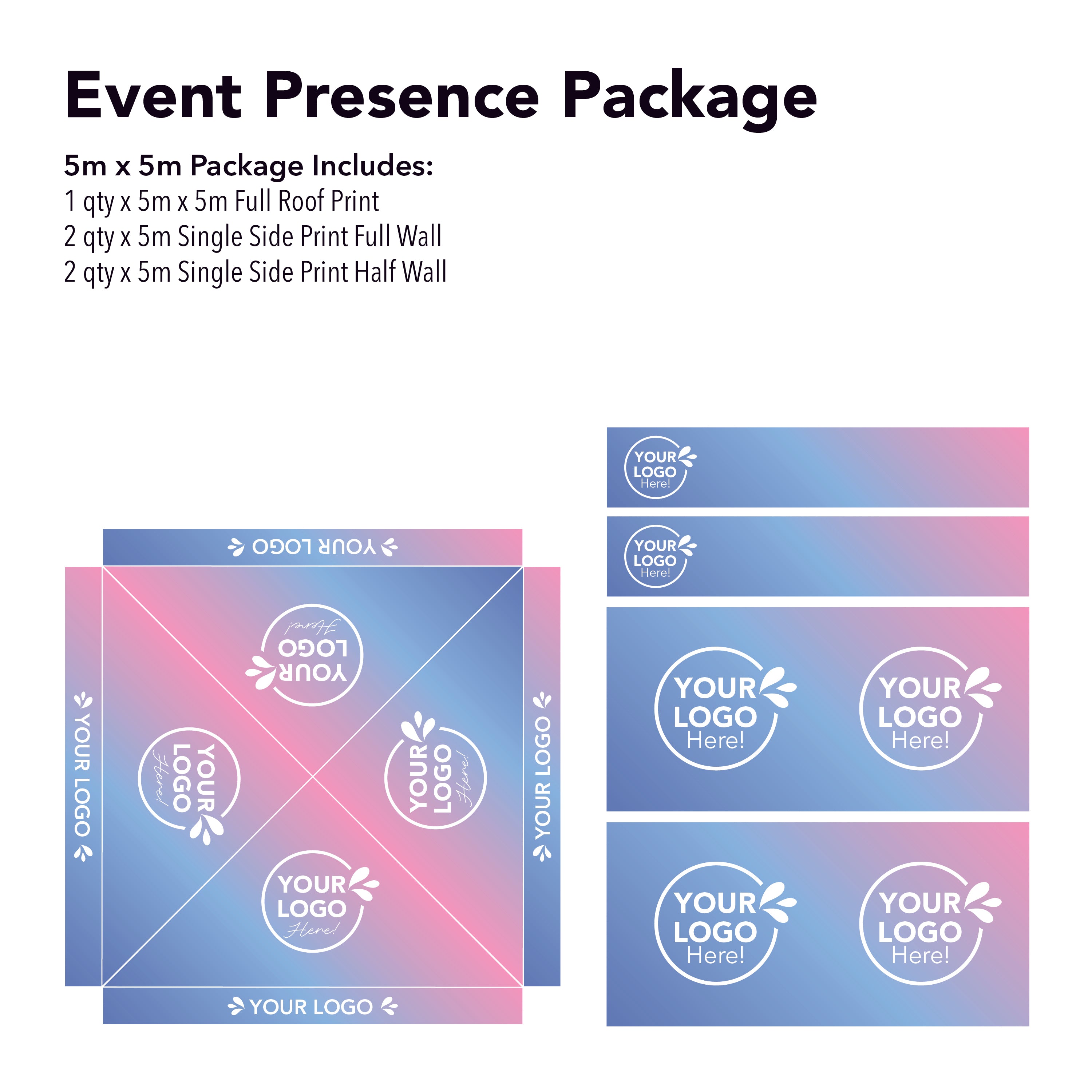 5m x 5m Printed Folding Marquee | Event Presence Package