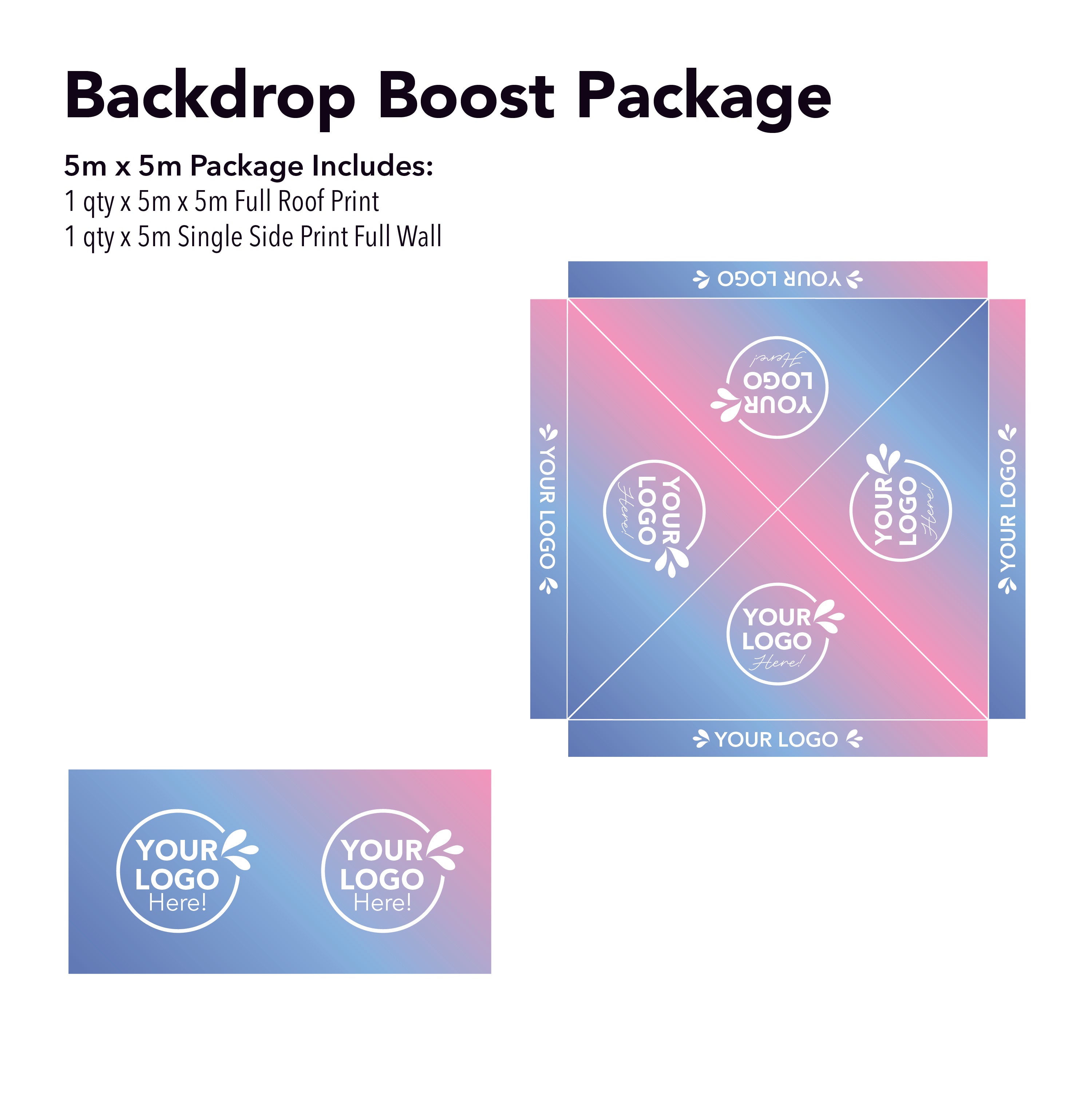 5m x 5m Printed Folding Marquee | Backdrop Boost Package