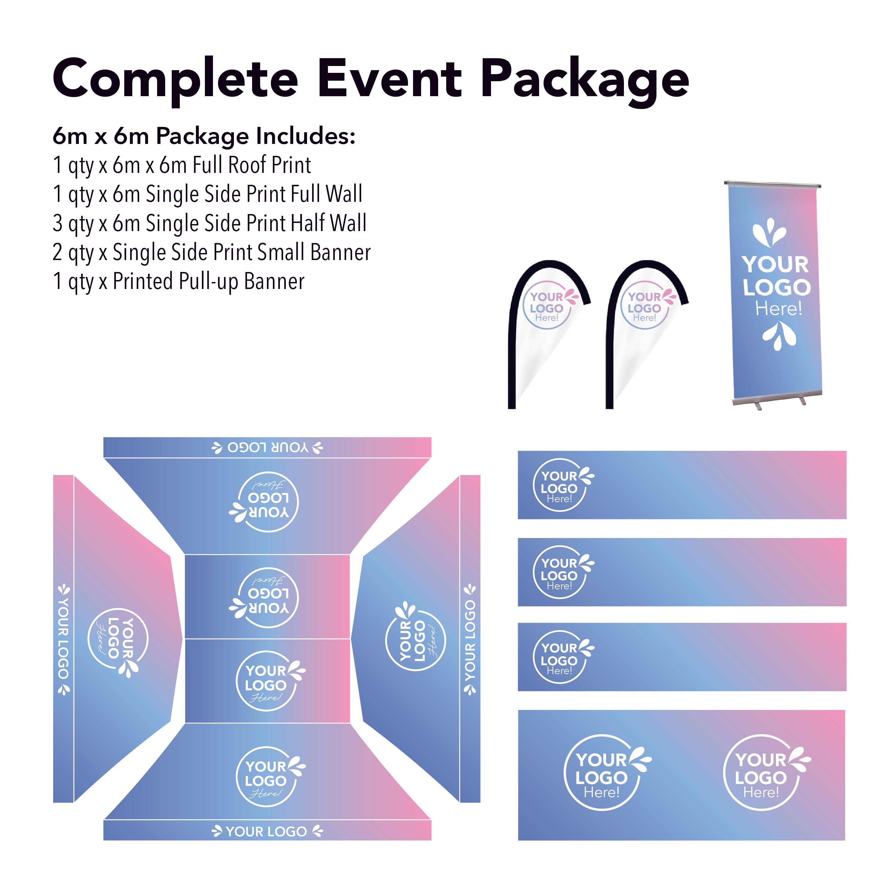 6m x 6m Printed Folding Marquee | Complete Event Package
