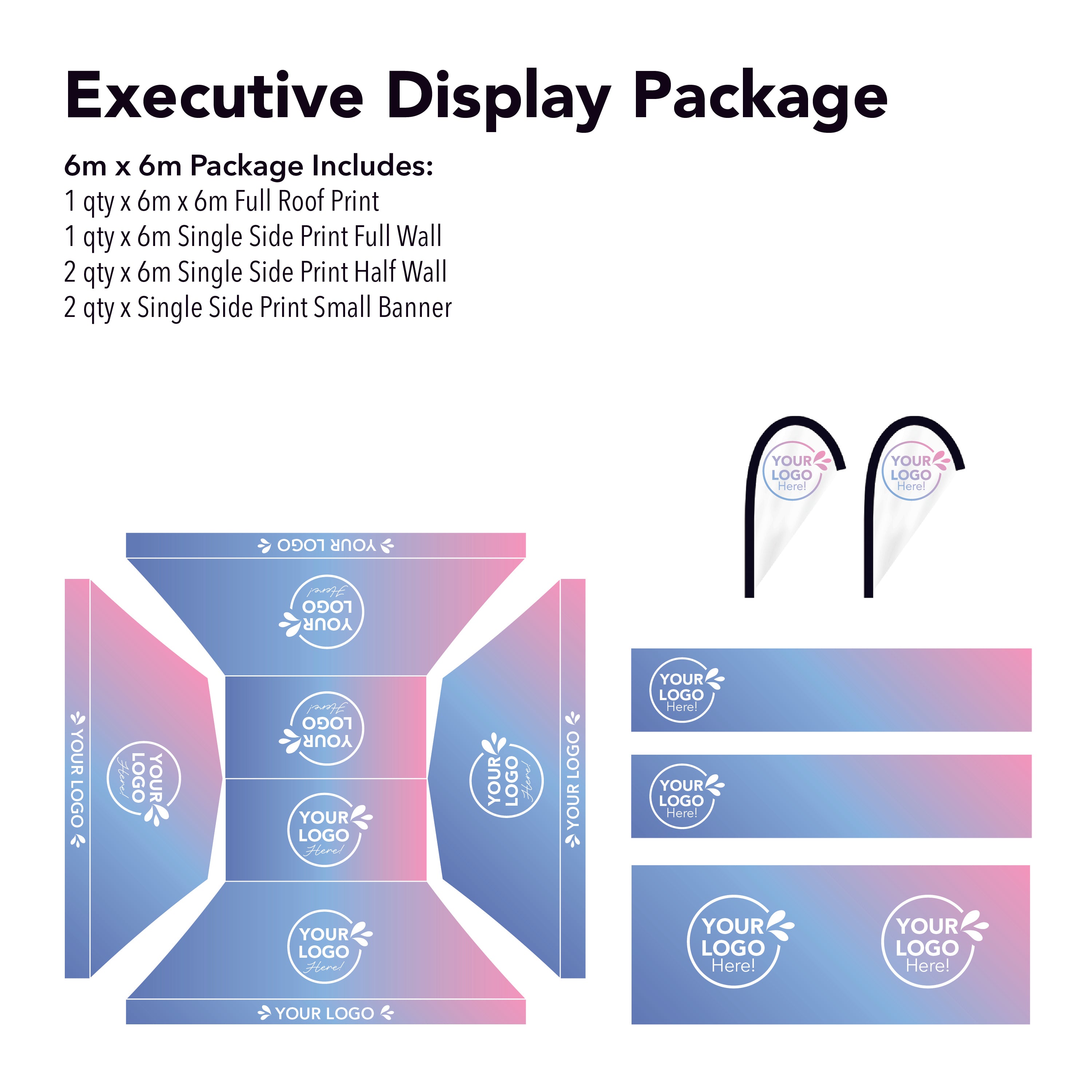 6m x 6m Printed Folding Marquee | Executive Dsiplay Package