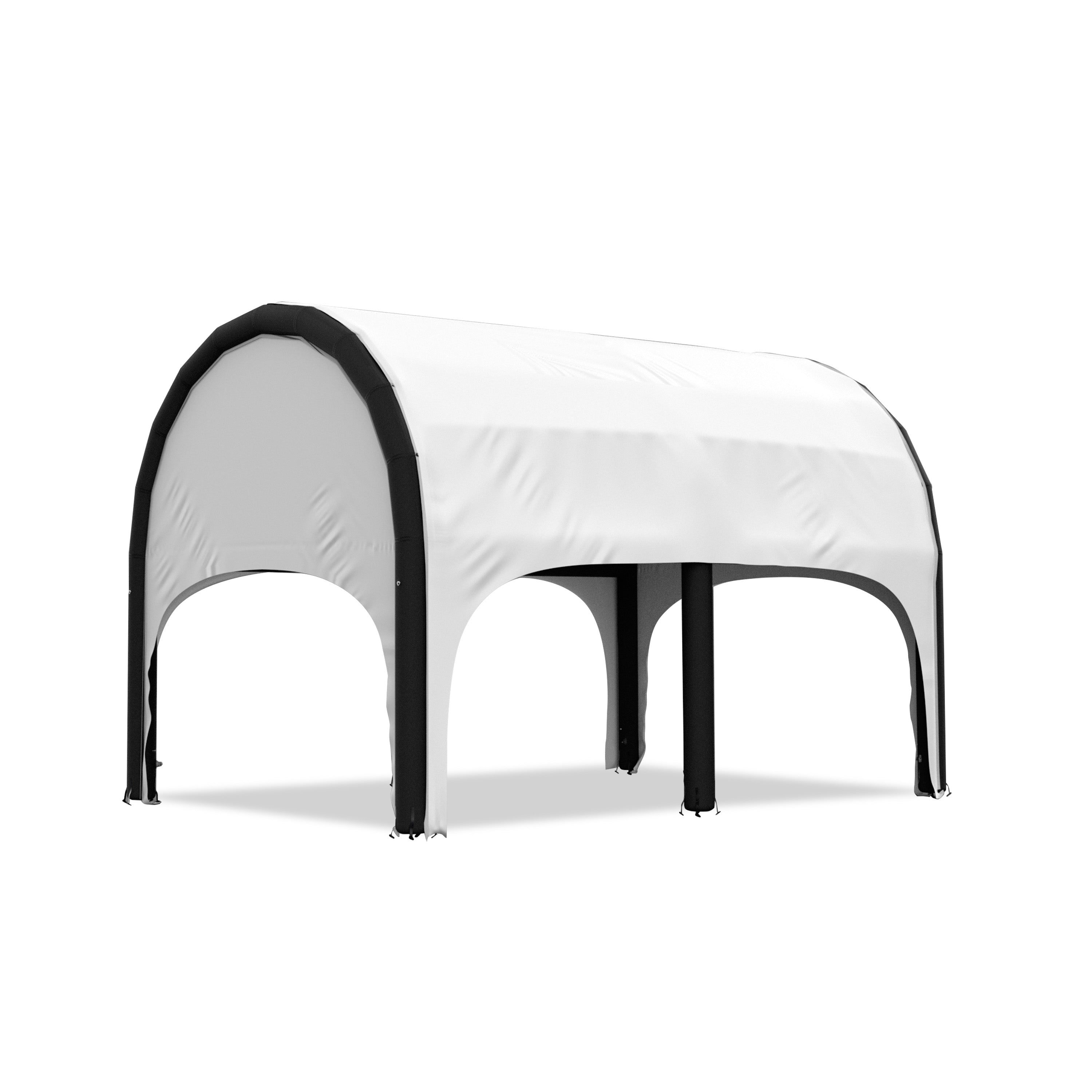 5m polaris high pressure inflatable tent with a white roof and black inflatable frame