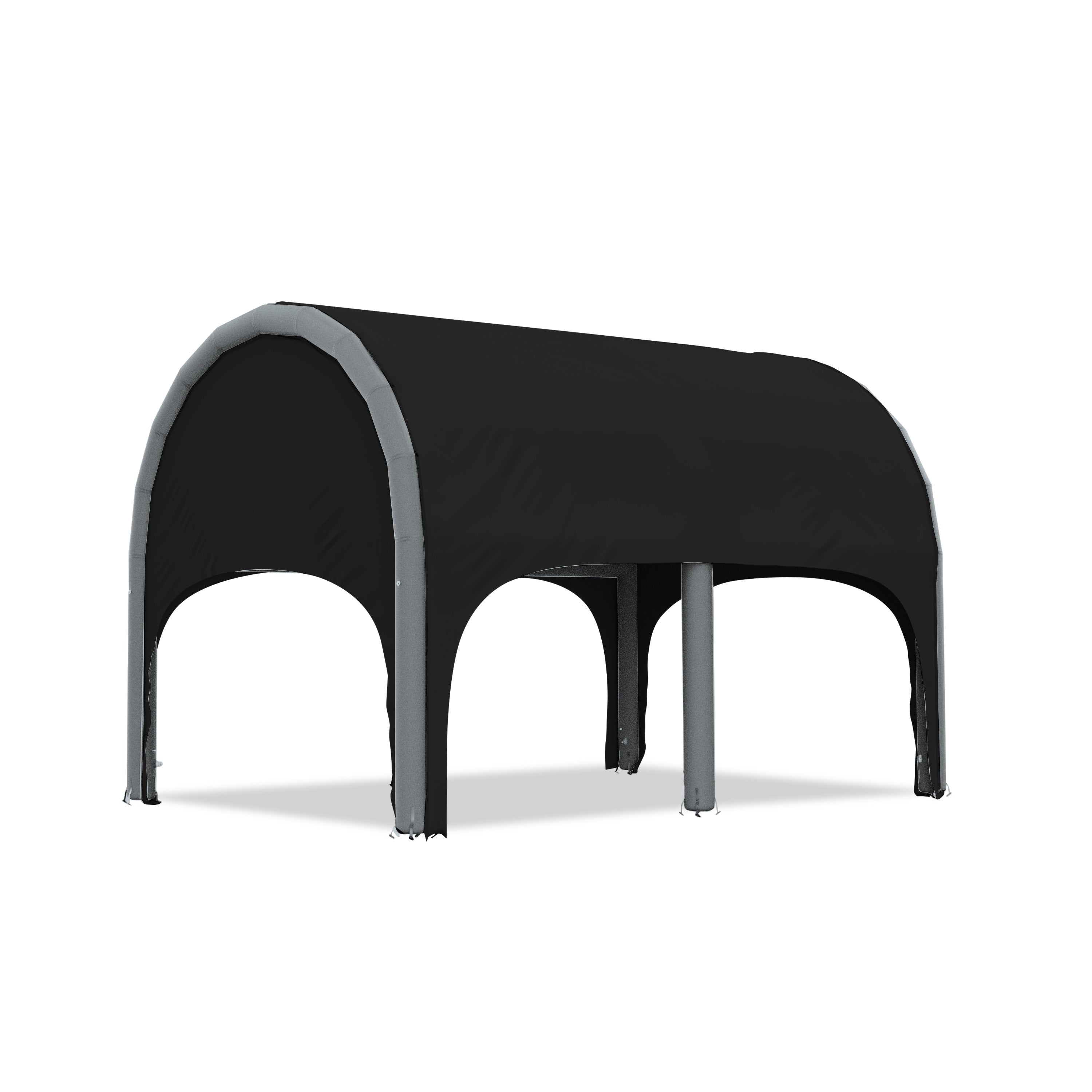 5m polaris high pressure inflatable tent with a black roof and gray inflatable frame