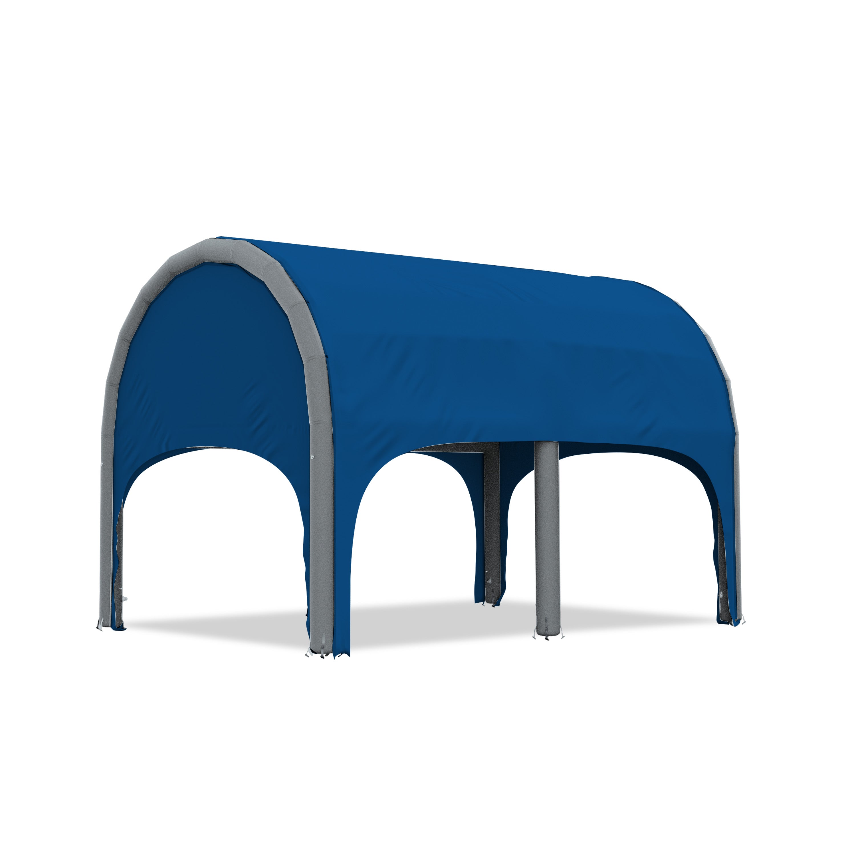 5m polaris high pressure inflatable tent with a blue roof and gray inflatable frame