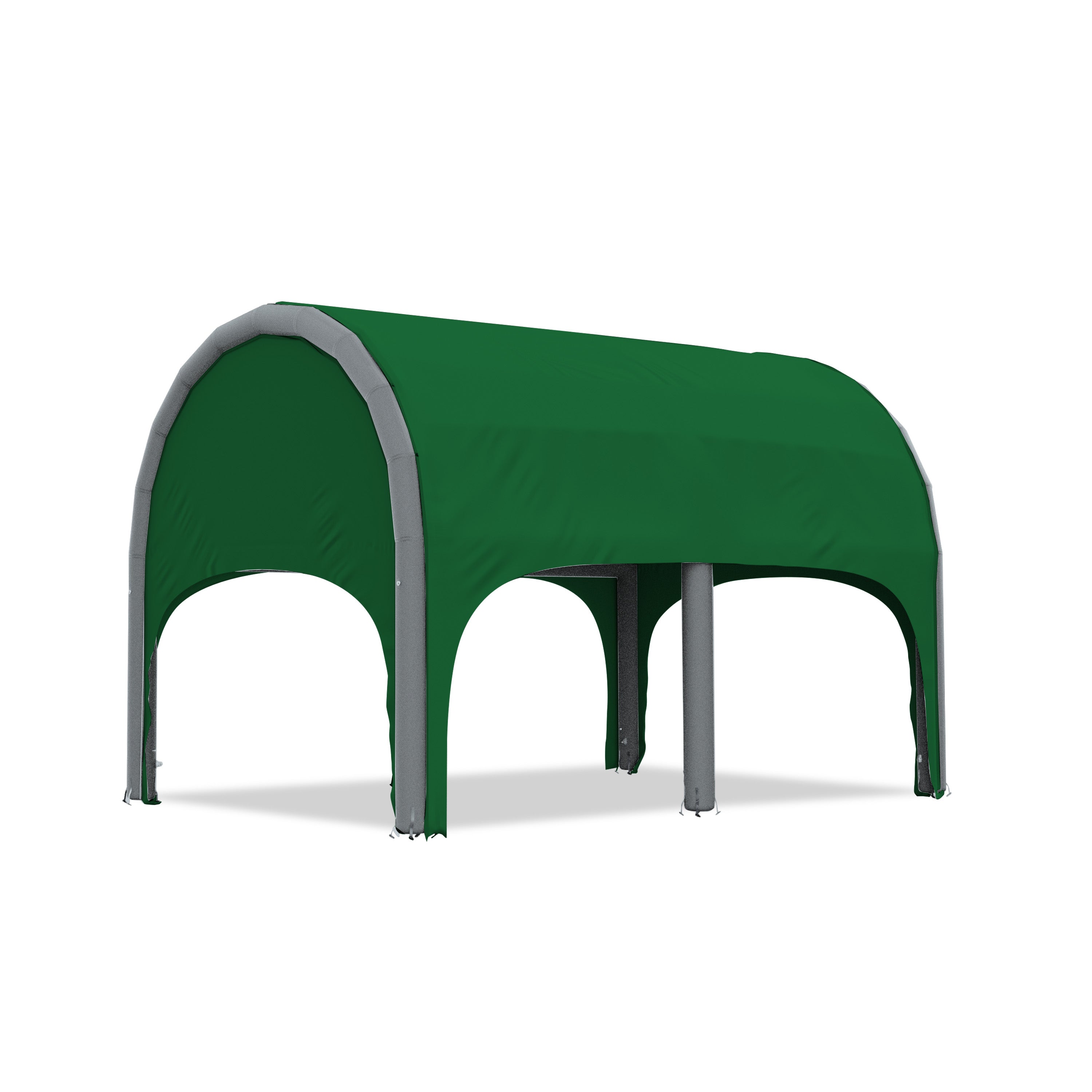 5m polaris high pressure inflatable tent with a green roof and gray inflatable frame