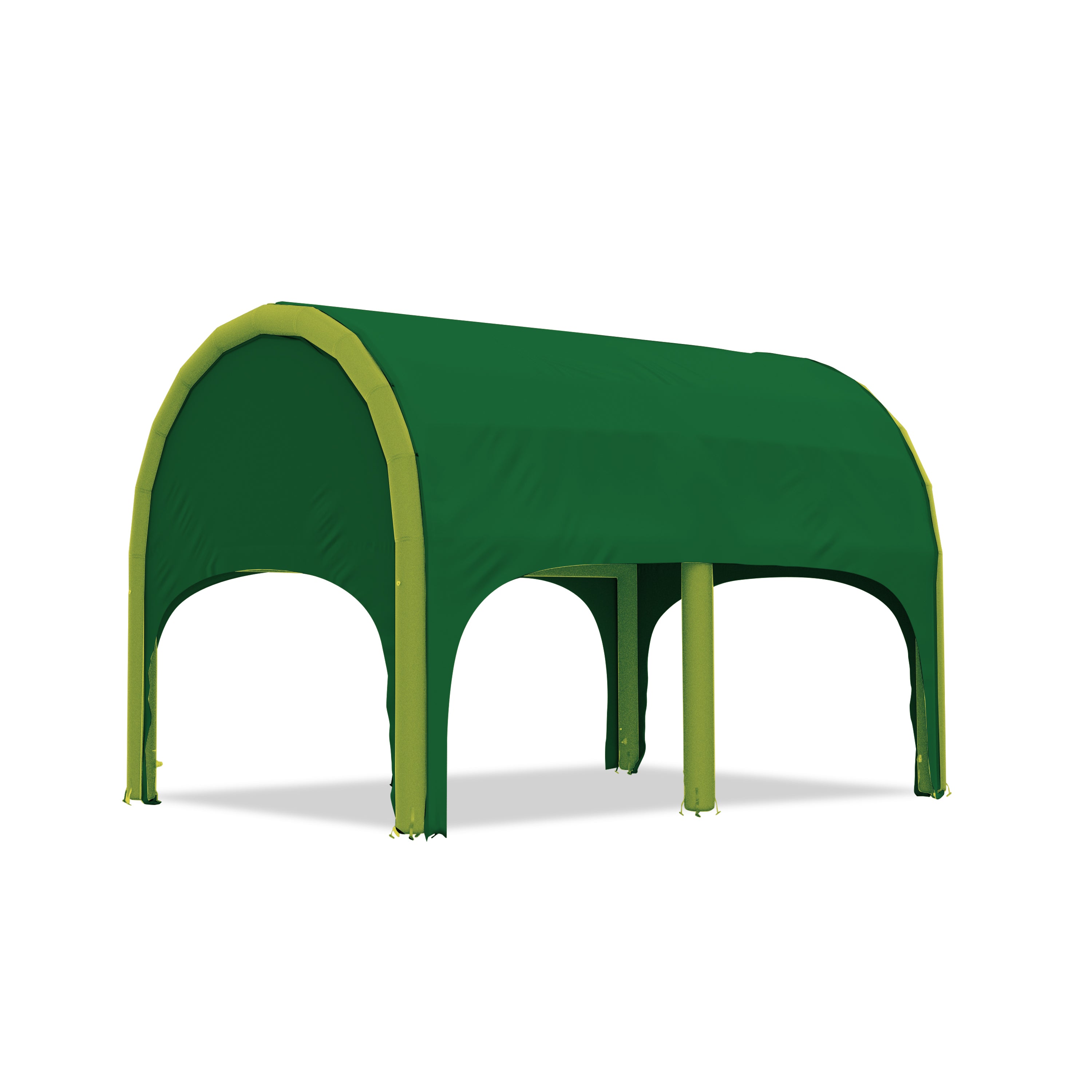 5m polaris high pressure inflatable tent with a green roof and green inflatable frame