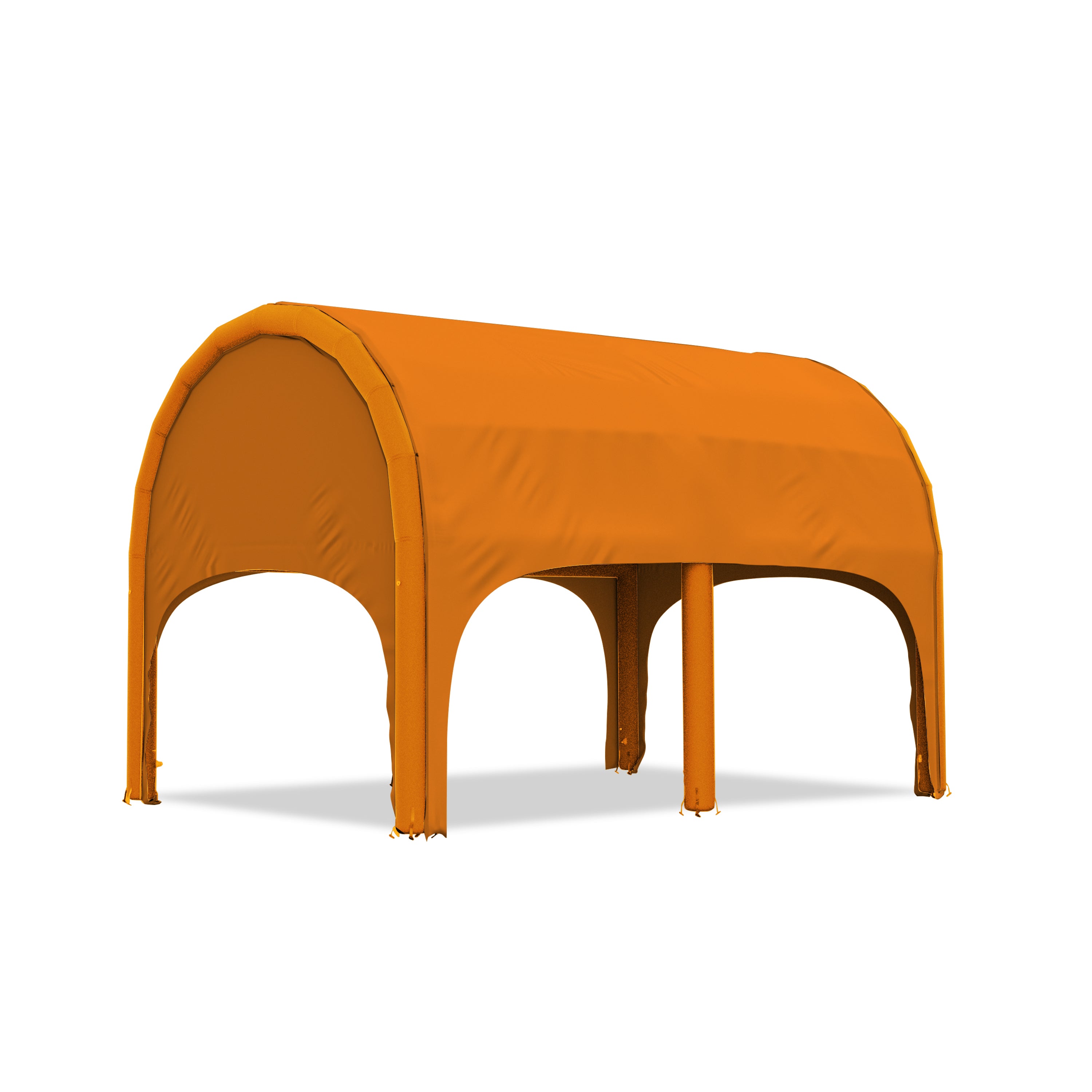 5m polaris high pressure inflatable tent with a orange roof and orange inflatable frame