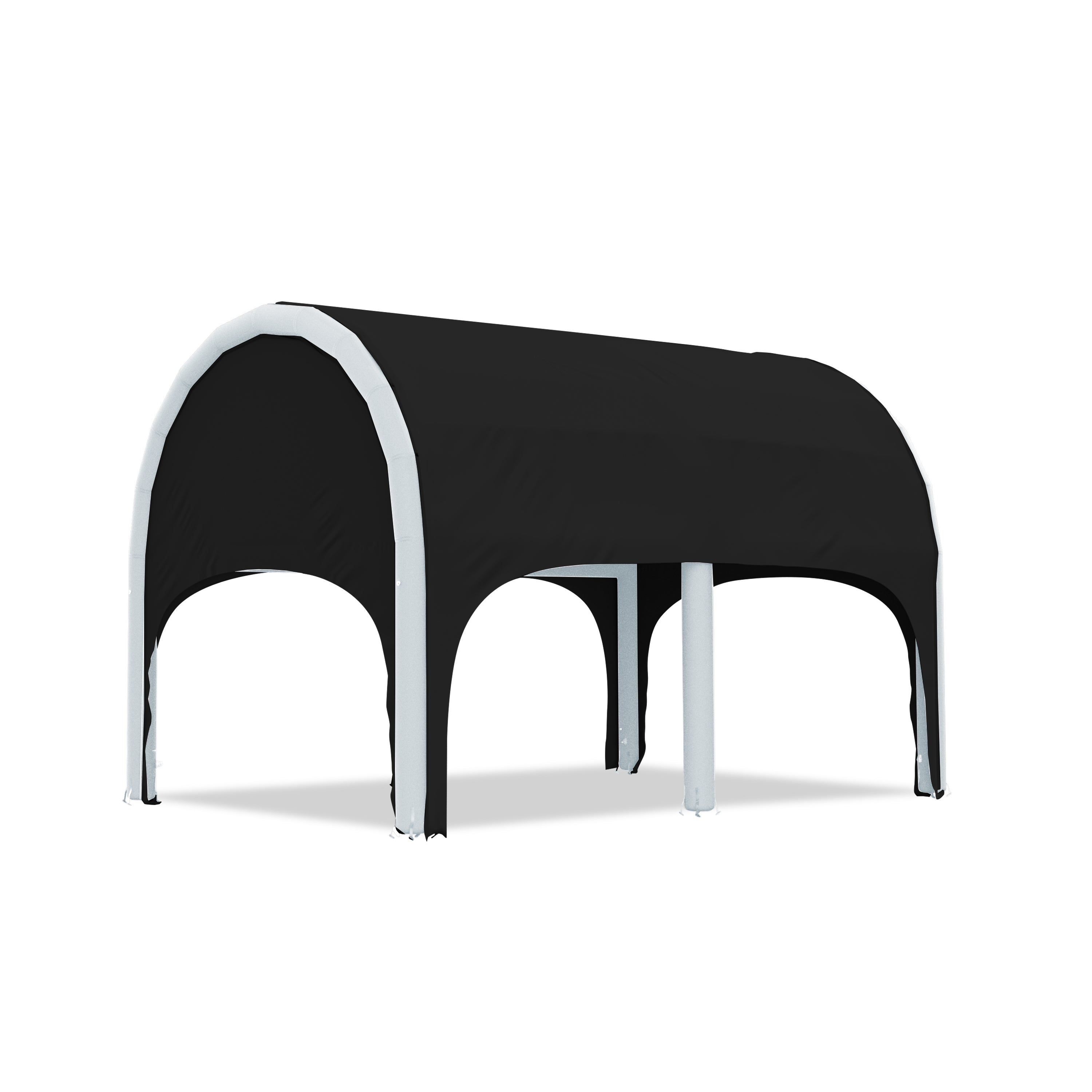 5m polaris high pressure inflatable tent with a black roof and white inflatable frame