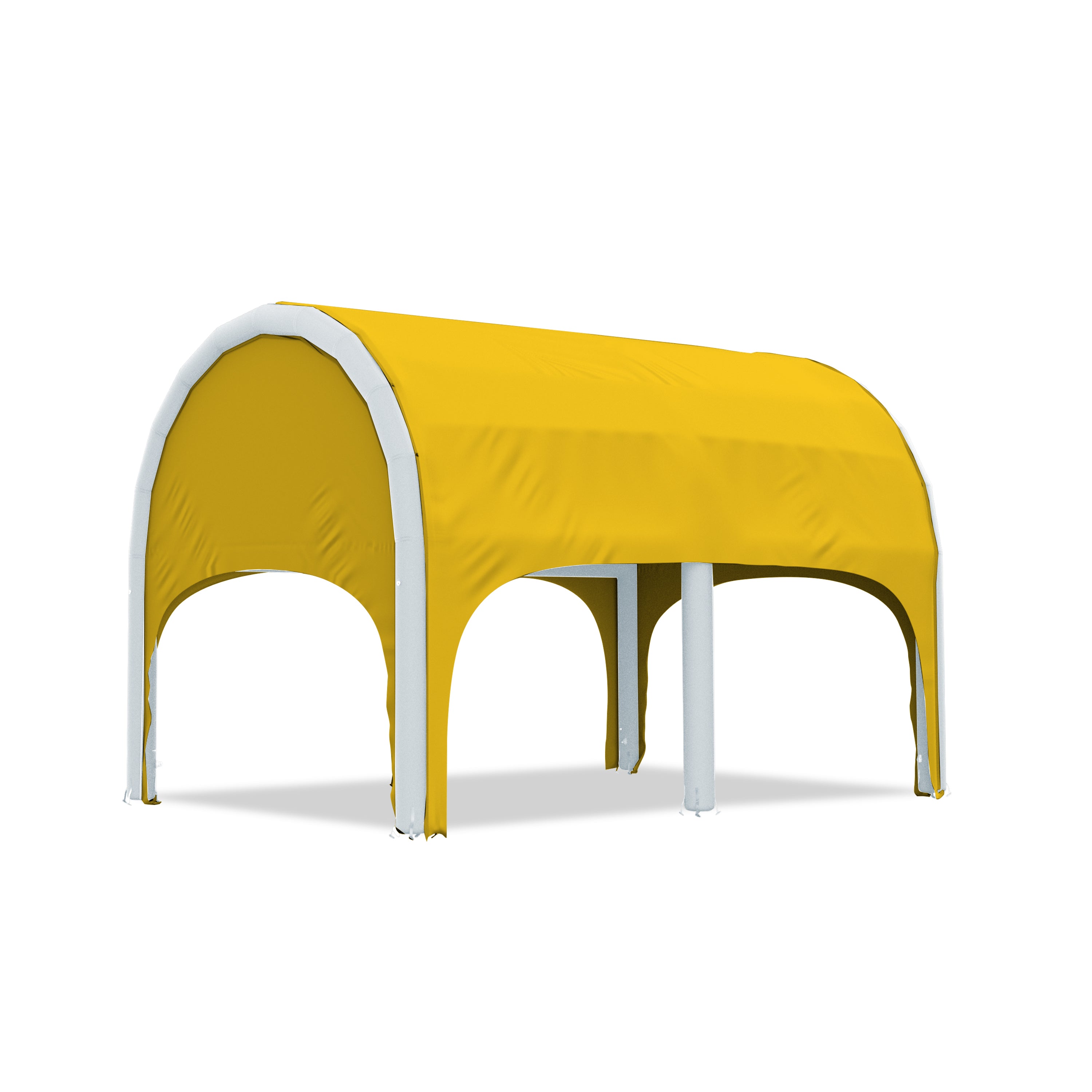 5m polaris high pressure inflatable tent with a yellow roof and white inflatable frame