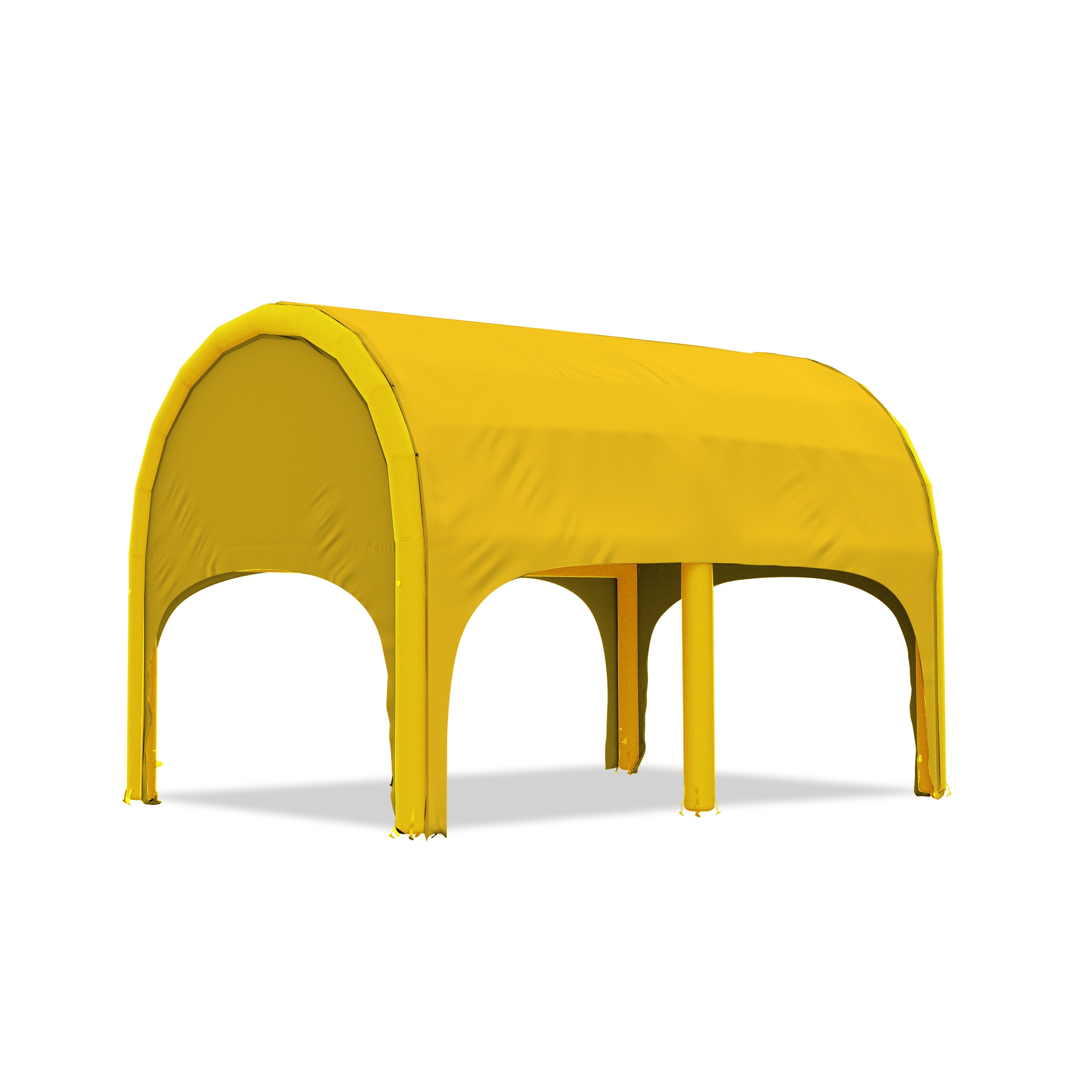 5m polaris high pressure inflatable tent with a yellow roof and yellow inflatable frame