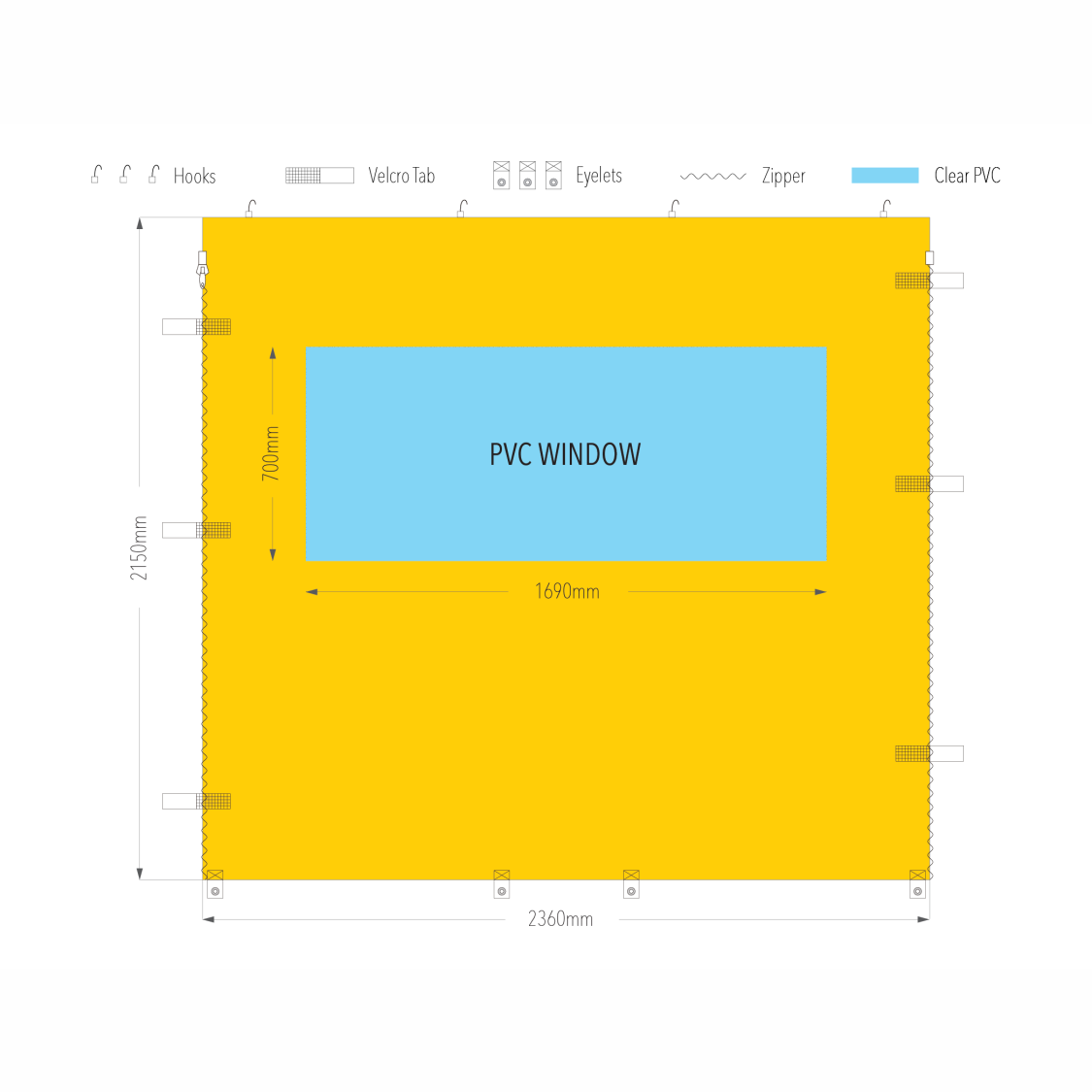 2.4m Marquee PVC Window Wall | Marquee Accessory