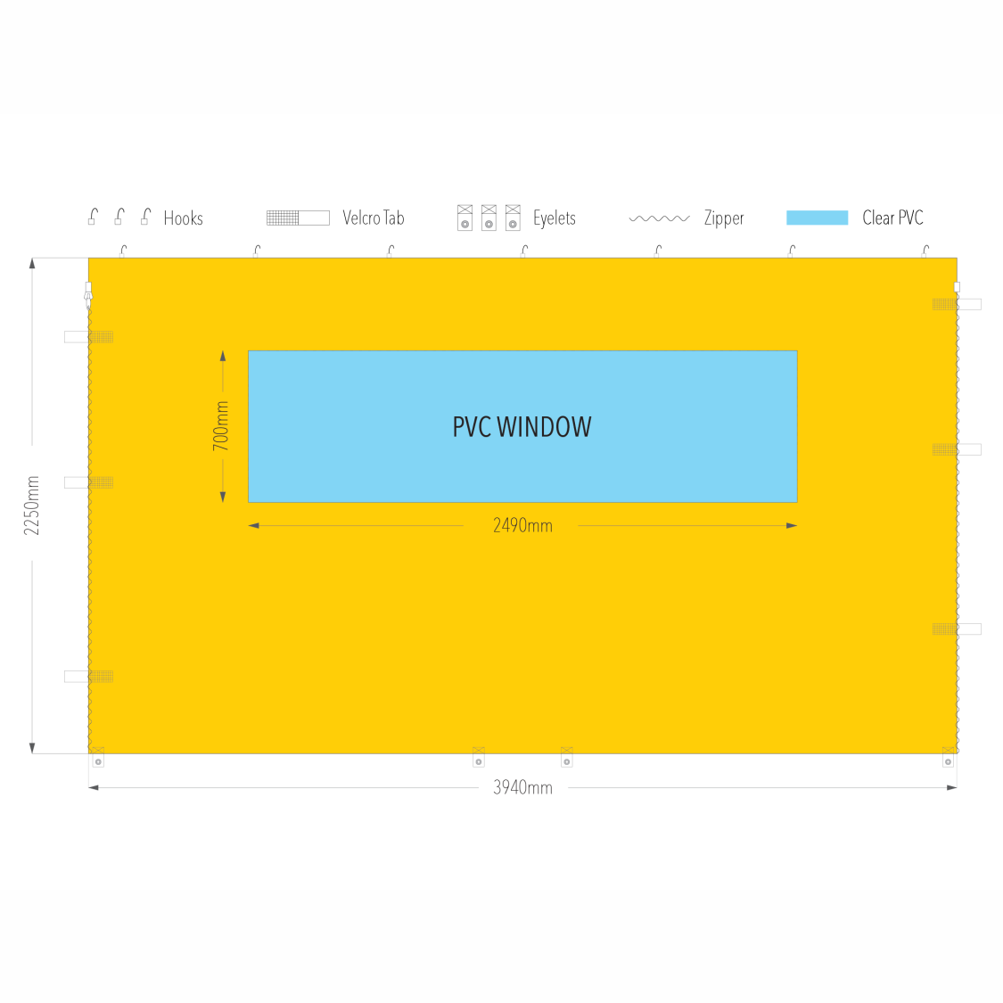 4m Marquee PVC Window Wall | Marquee Accessory