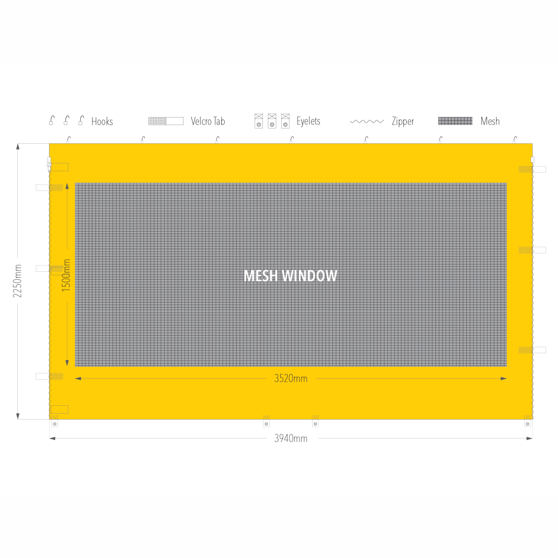 4m Marquee Mesh Window Wall | Marquee Accessory