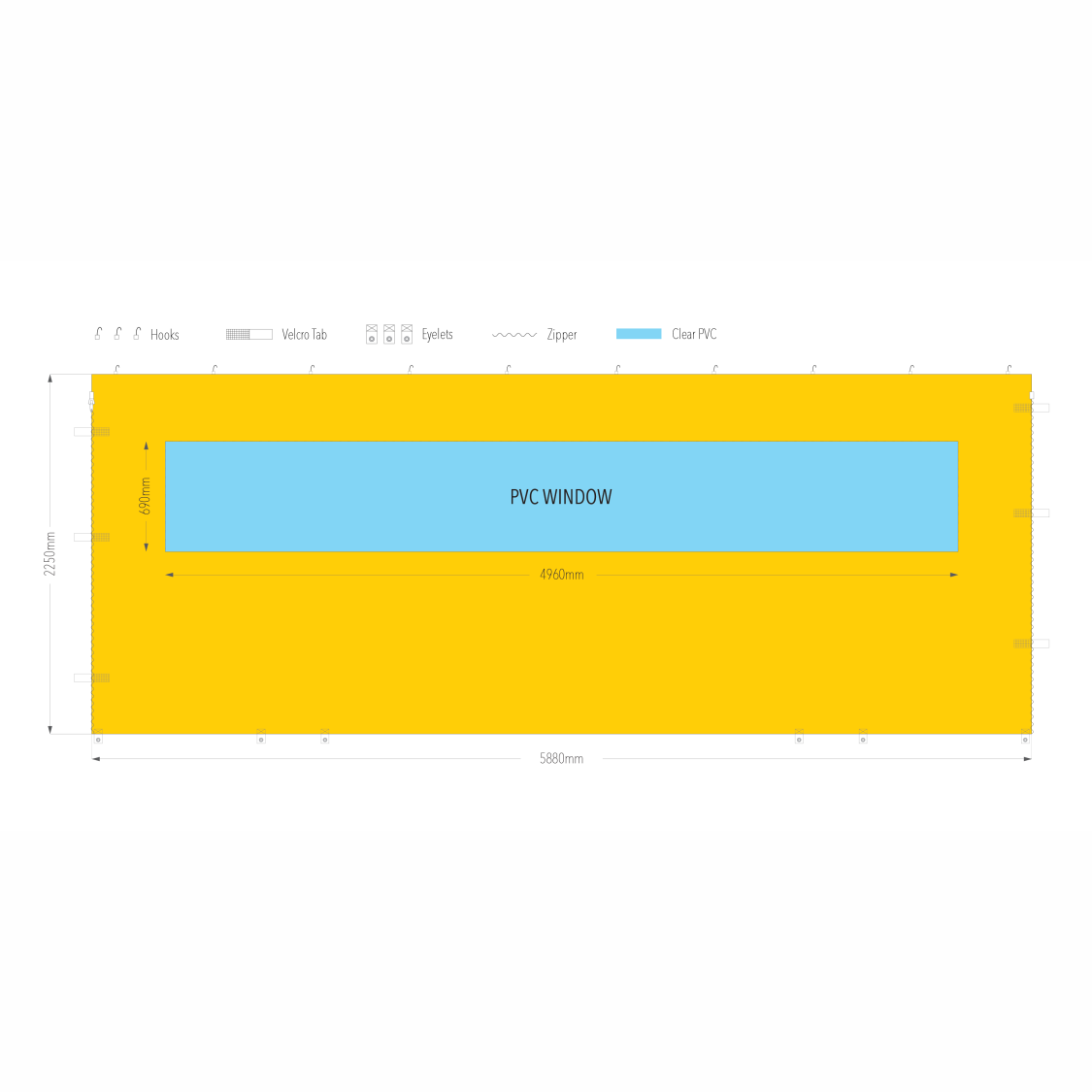 6m TEC Marquee PVC Window Wall | Marquee Accessory