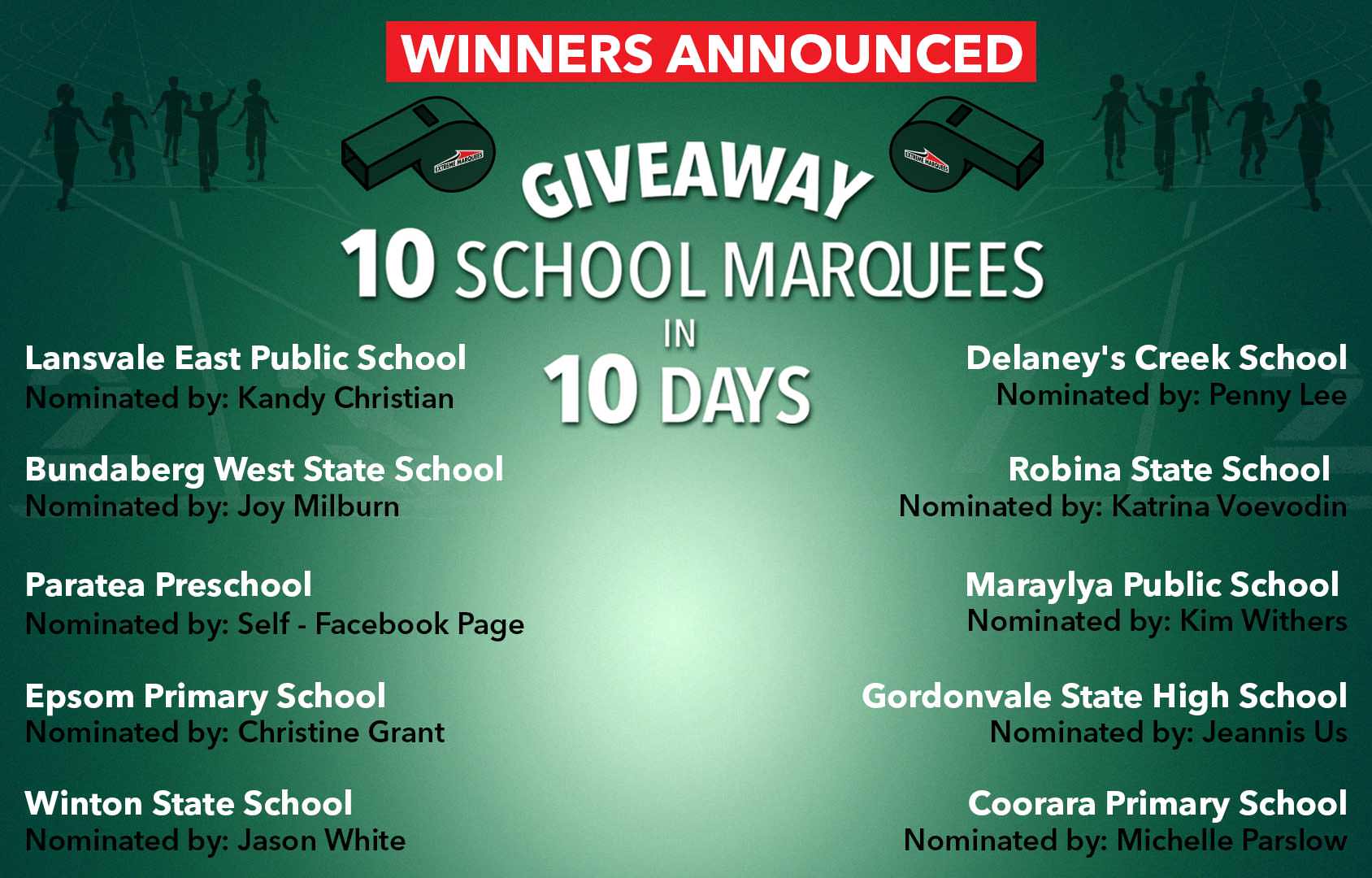School Winnners Announced