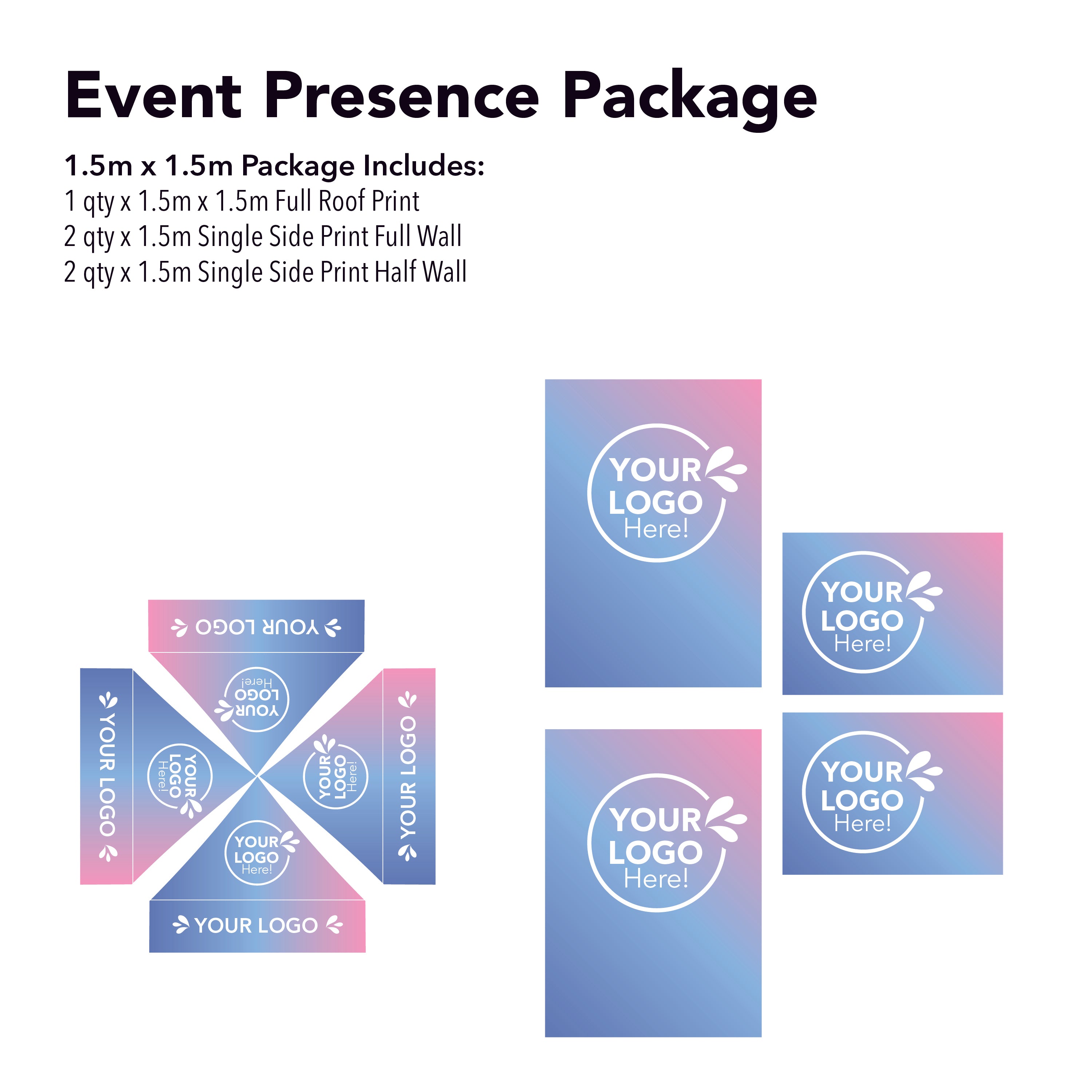 1.5m x 1.5m Printed Folding Marquee | Event Presence Package