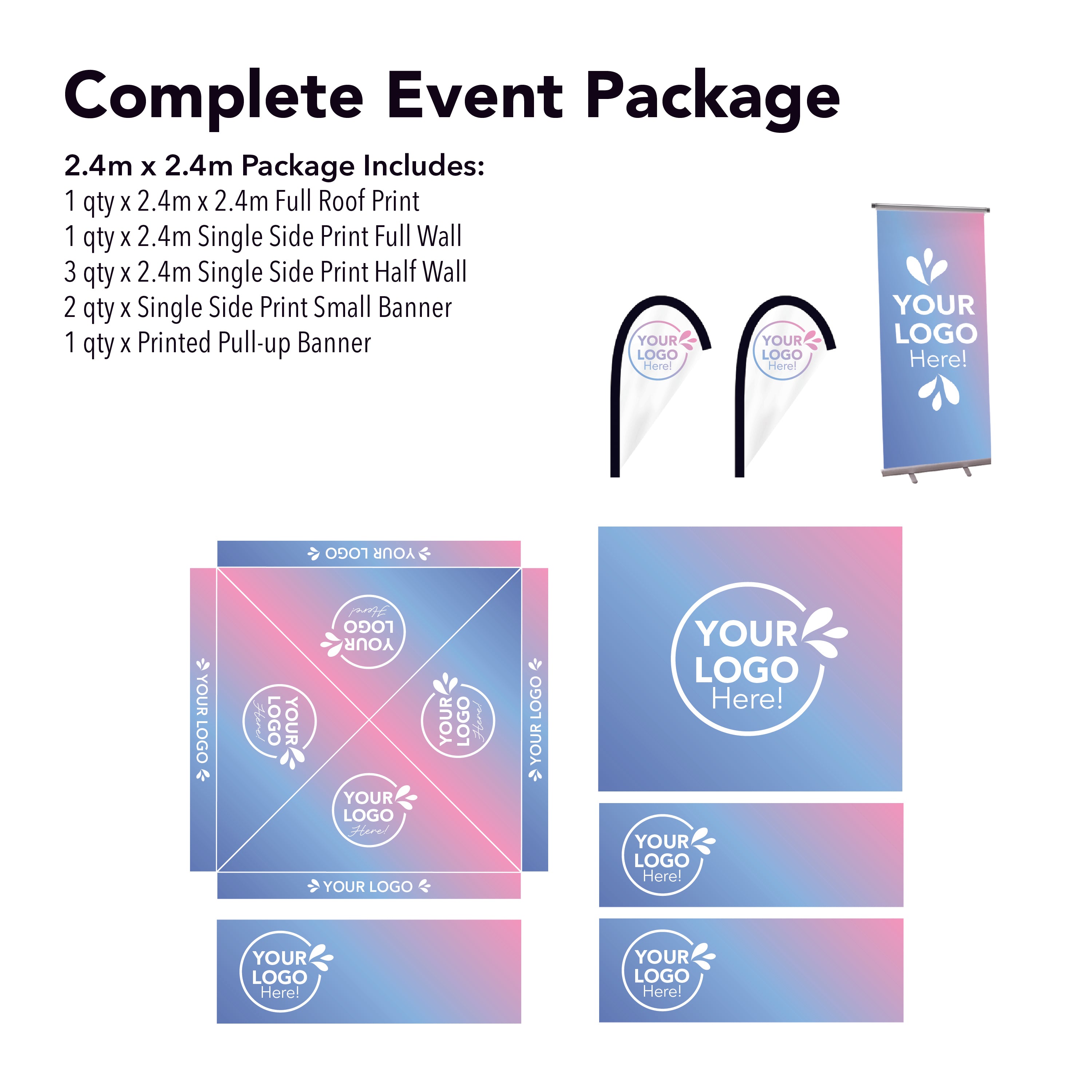 2.4m x 2.4m Printed Folding Marquee | Complete Event Package