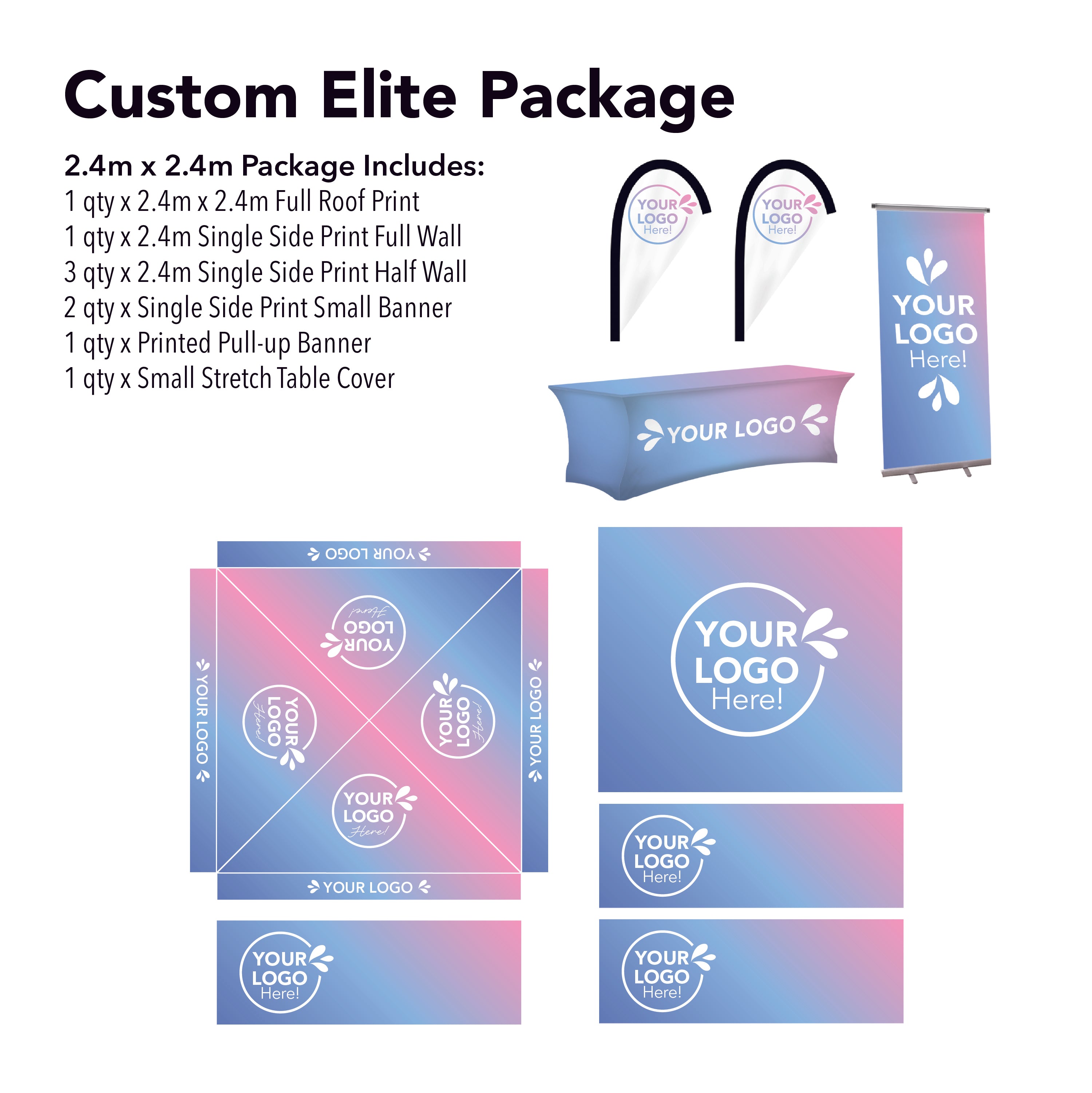 2.4m x 2.4m Printed Folding Marquee | Custom Elite Package