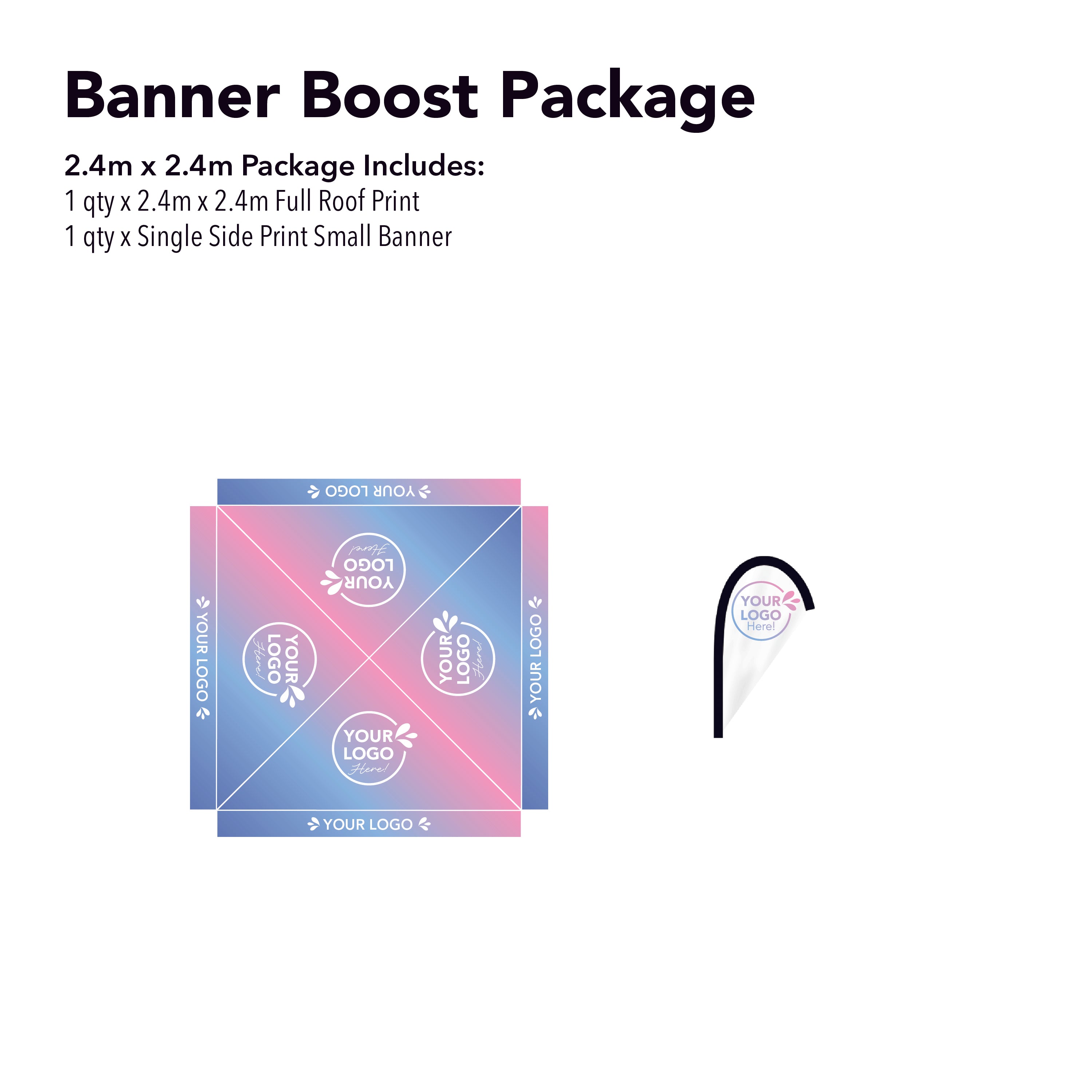 2.4m x 2.4m Printed Folding Marquee | Banner Boost Package