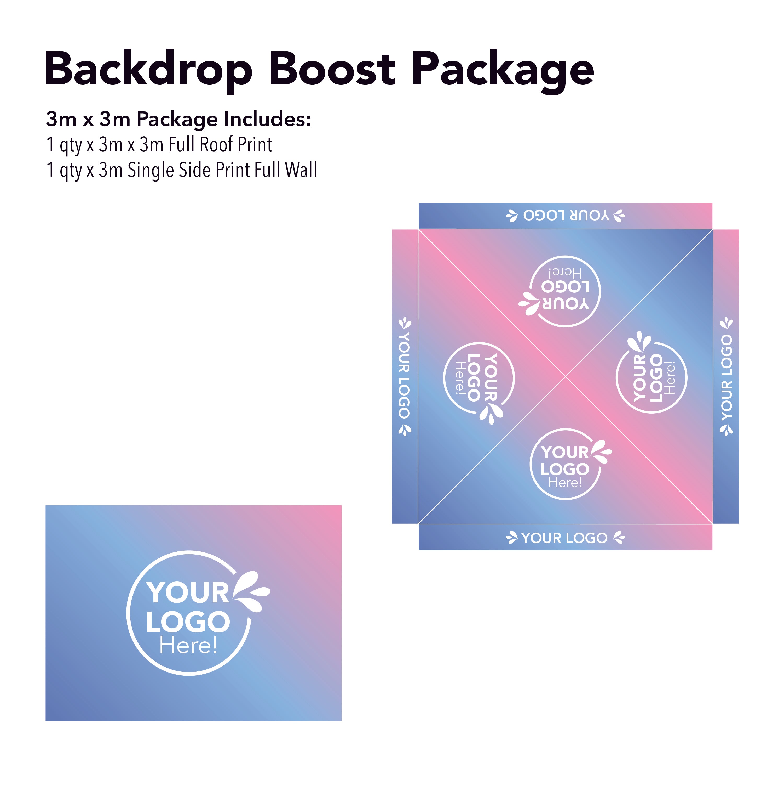 3m x 3m Printed Folding Marquee | Backdrop Boost Package