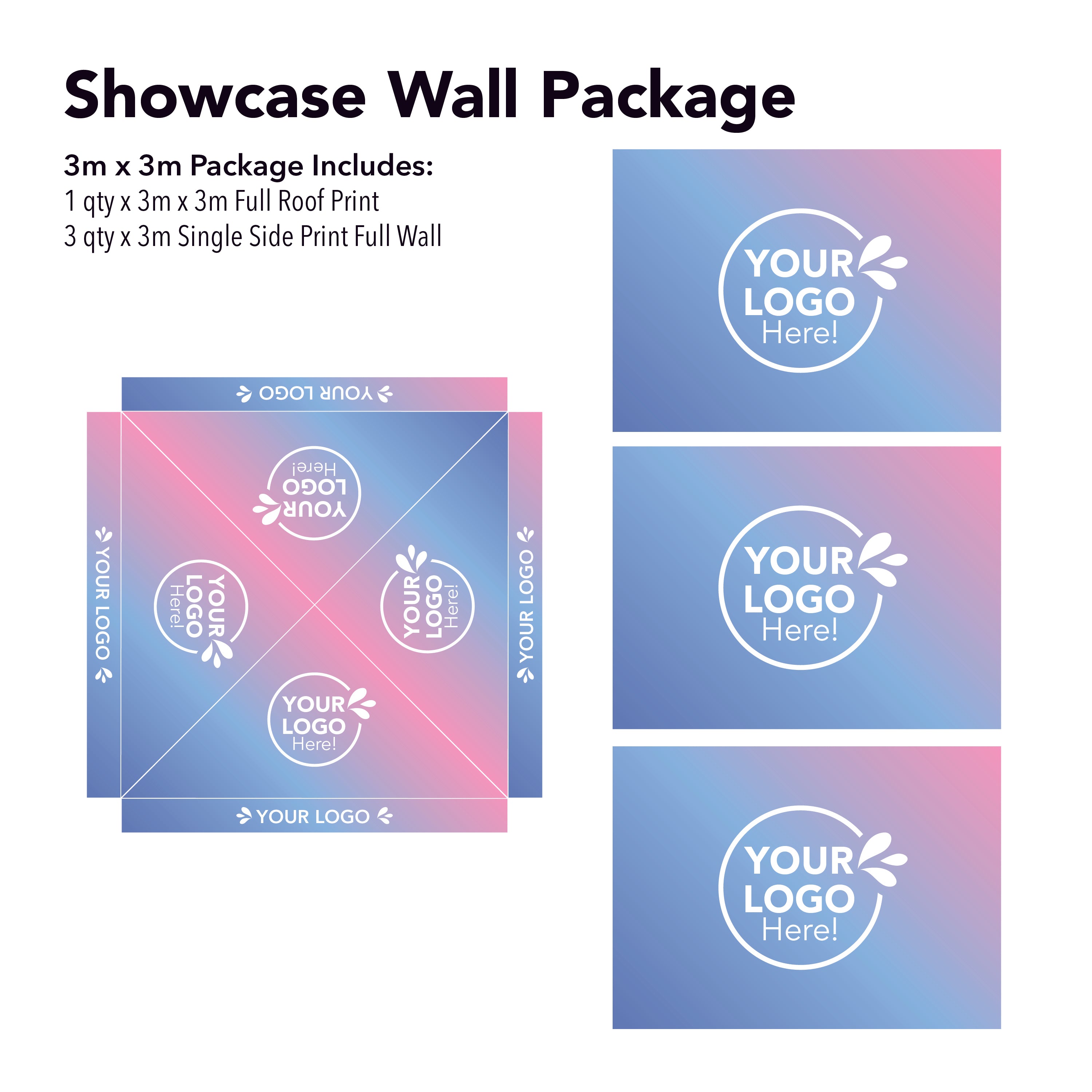 3m x 3m Printed Folding Marquee | Showcase Wall Package