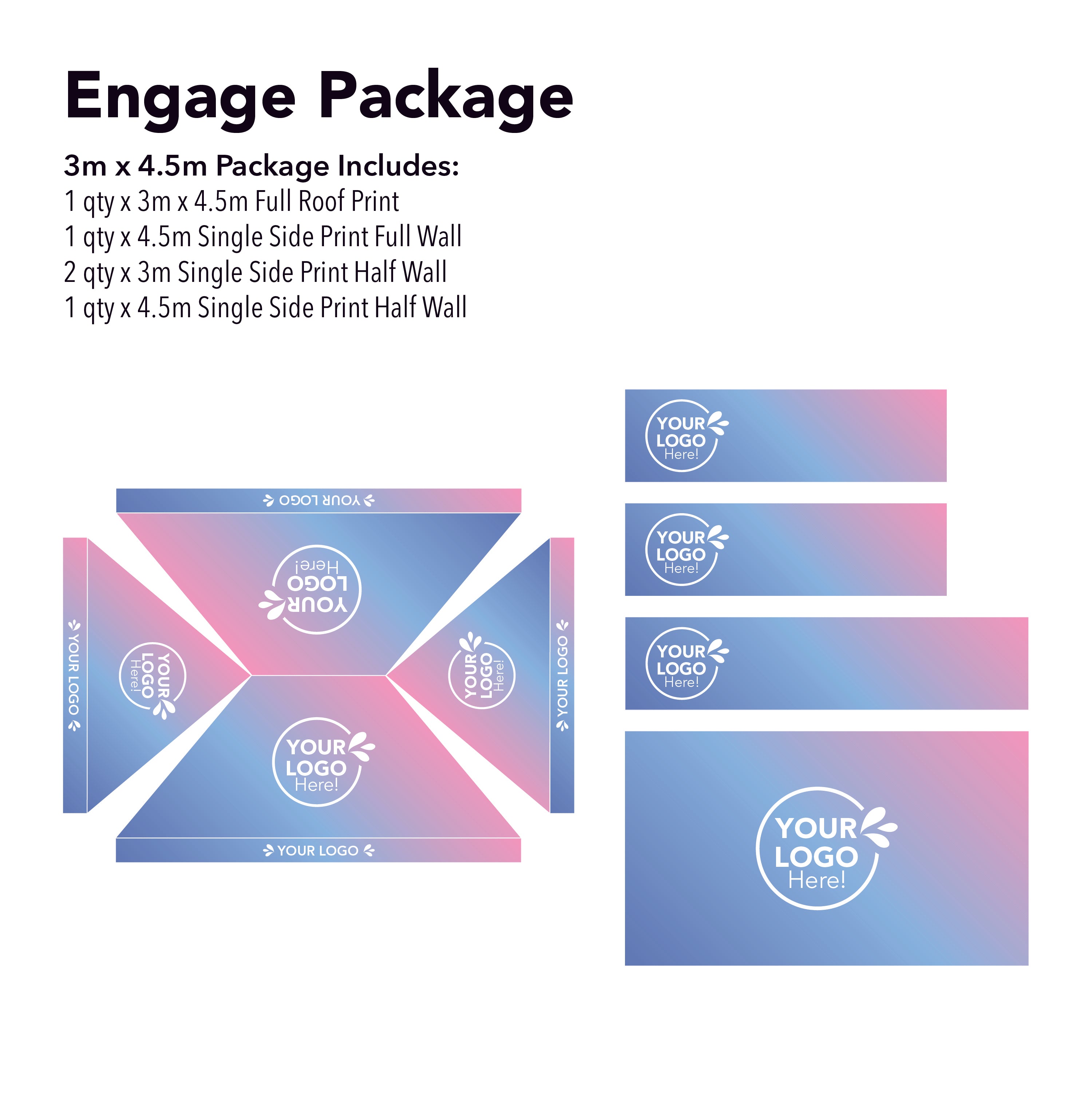 3m x 4.5m Printed Folding Marquee | Engage Package