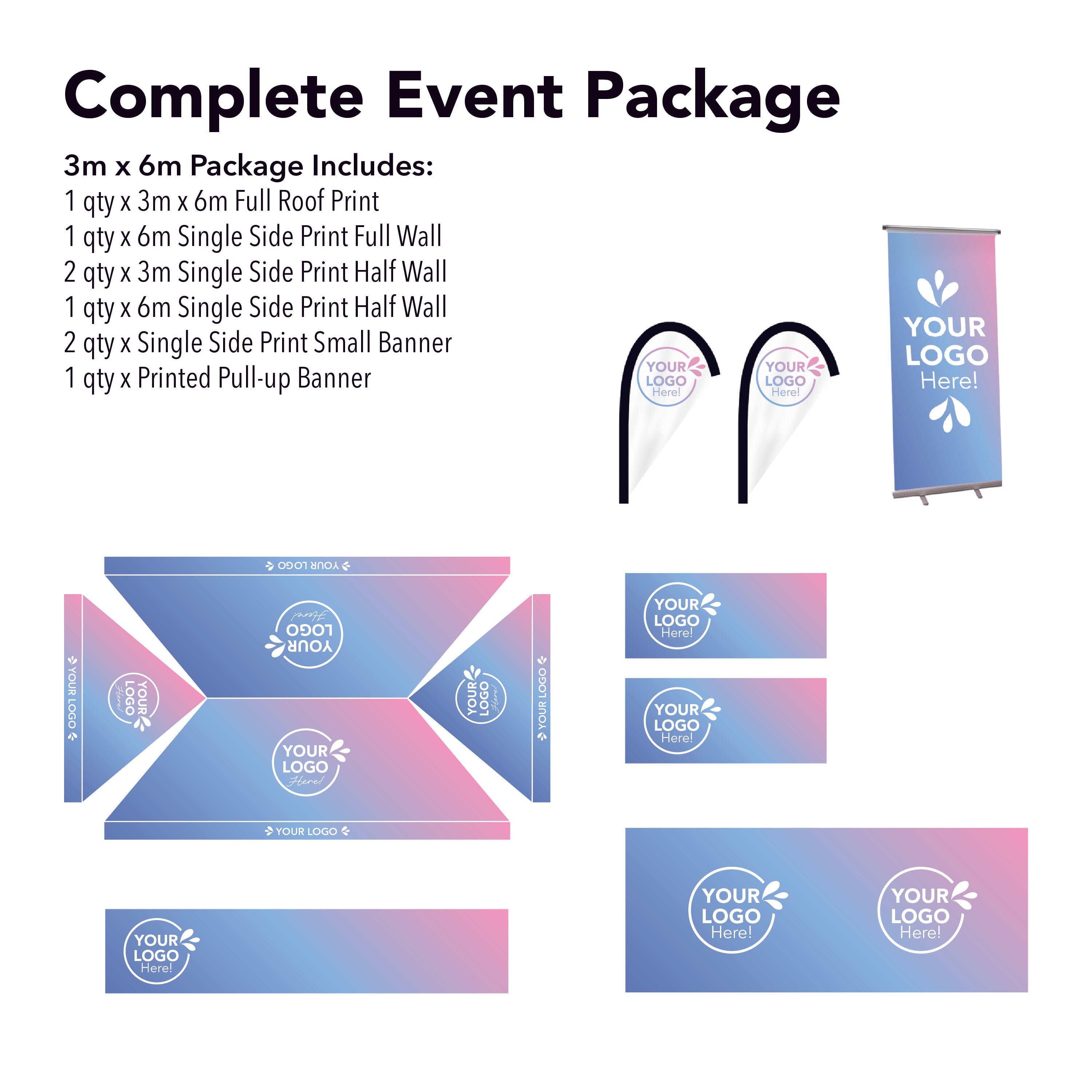 3m x 6m Printed Folding Marquee | Complete Event Package