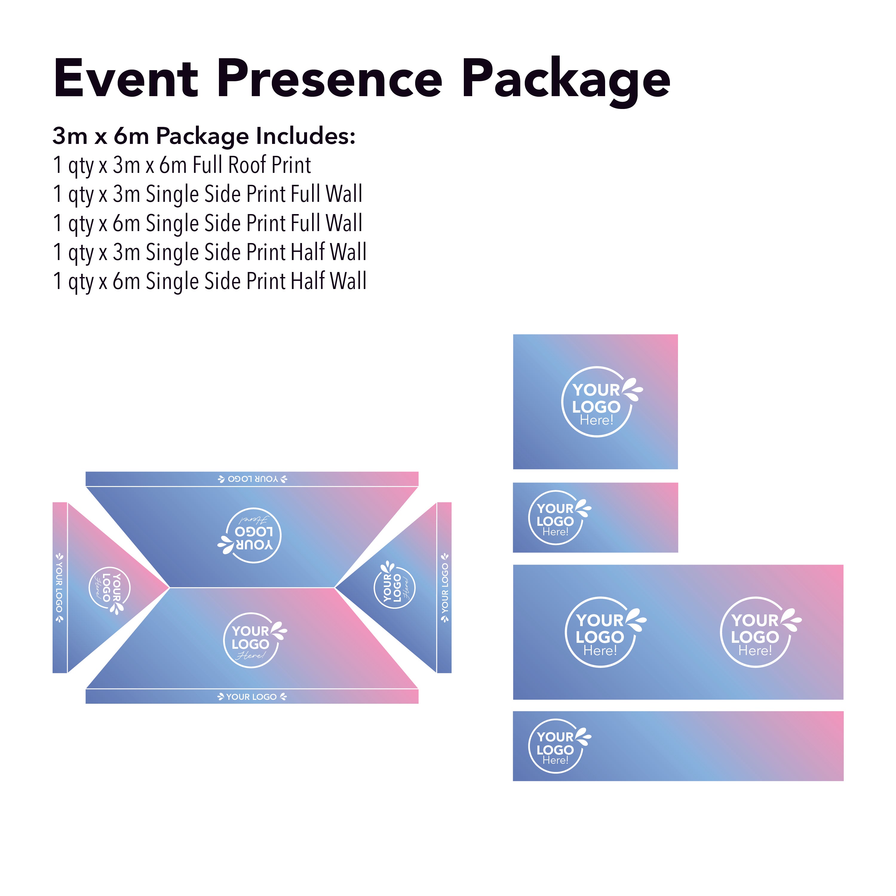 3m x 6m Printed Folding Marquee | Event Presence Package