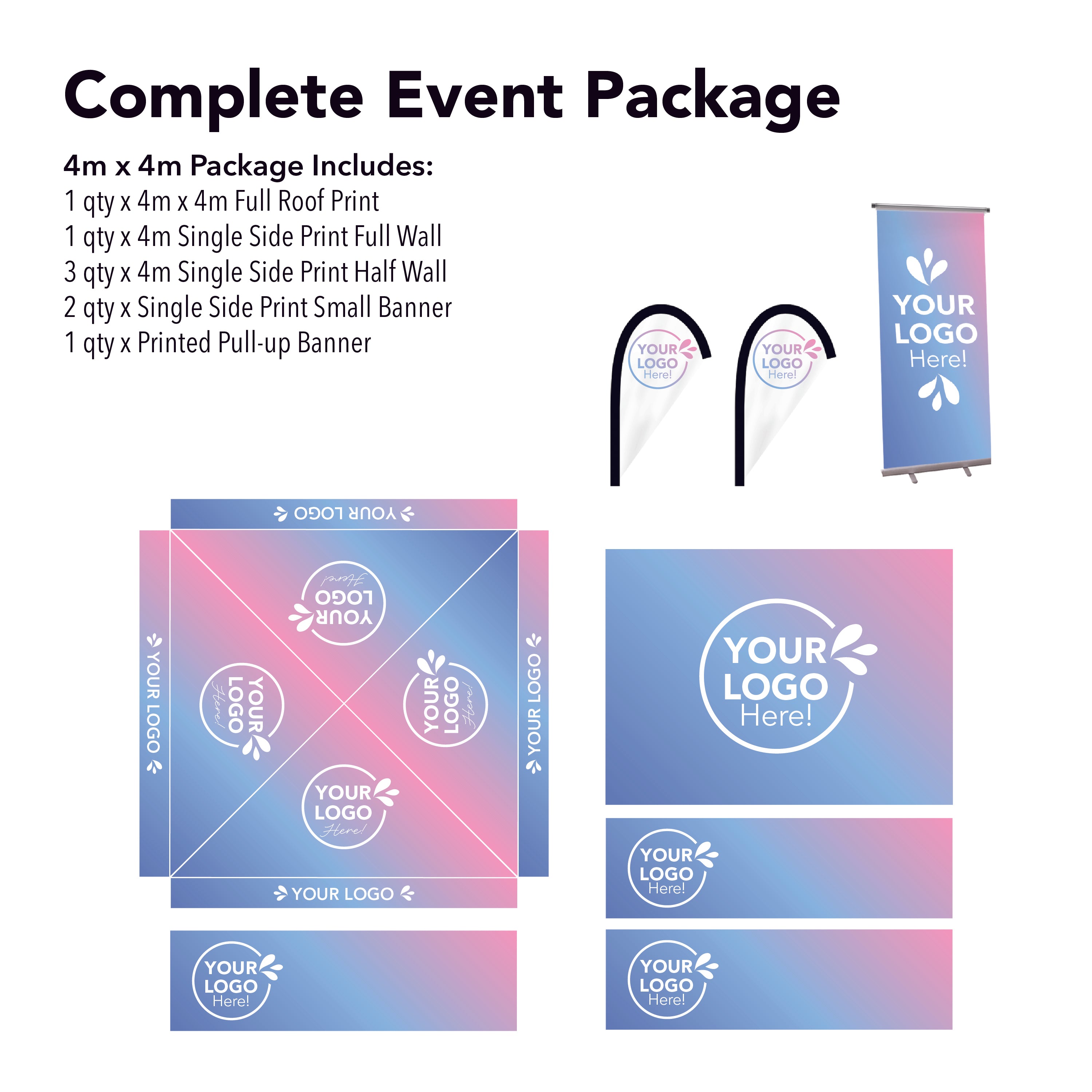 4m x 4m Printed Folding Marquee | Complete Event Package