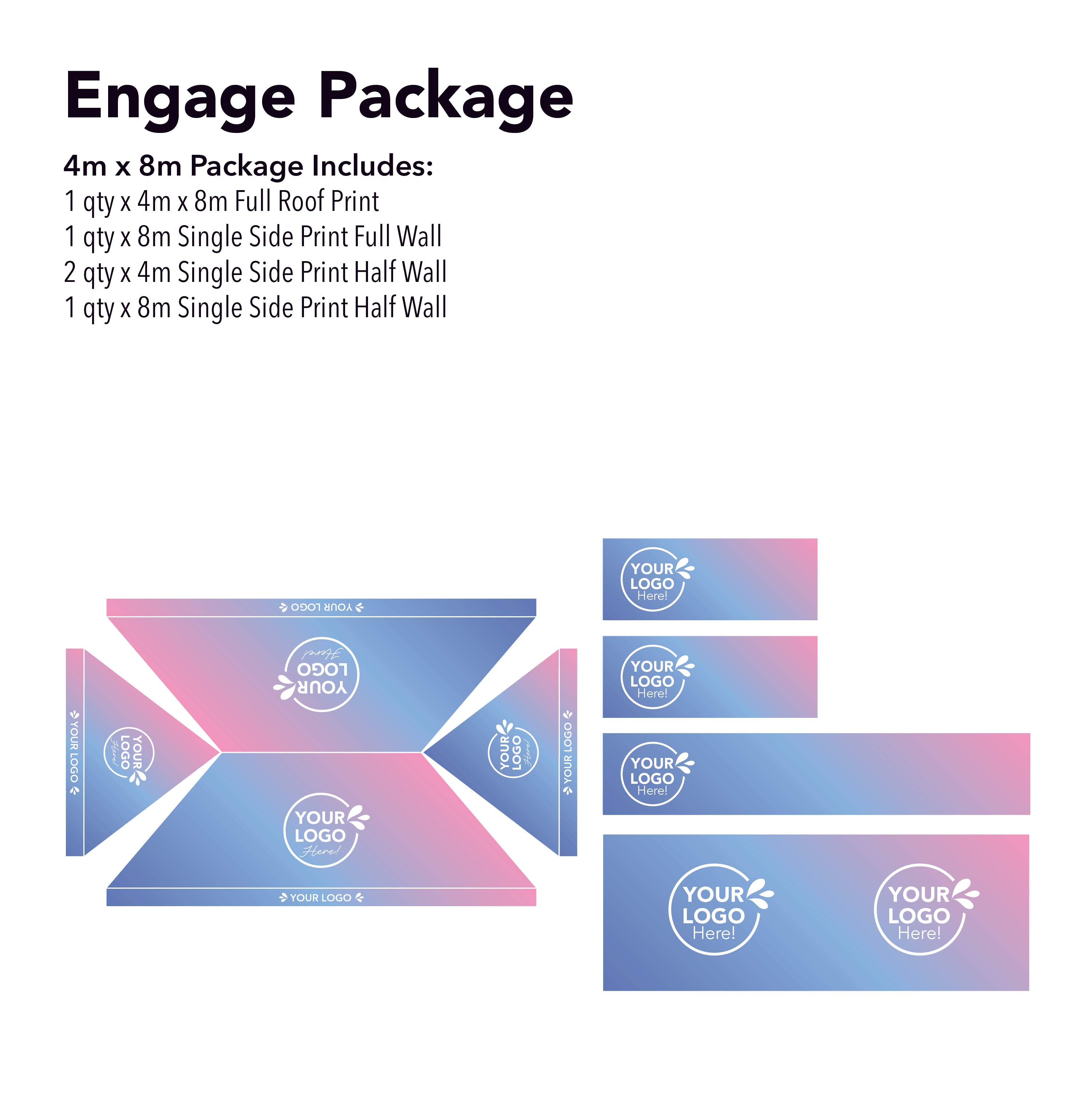 4m x 8m Printed Folding Marquee | Engage Package