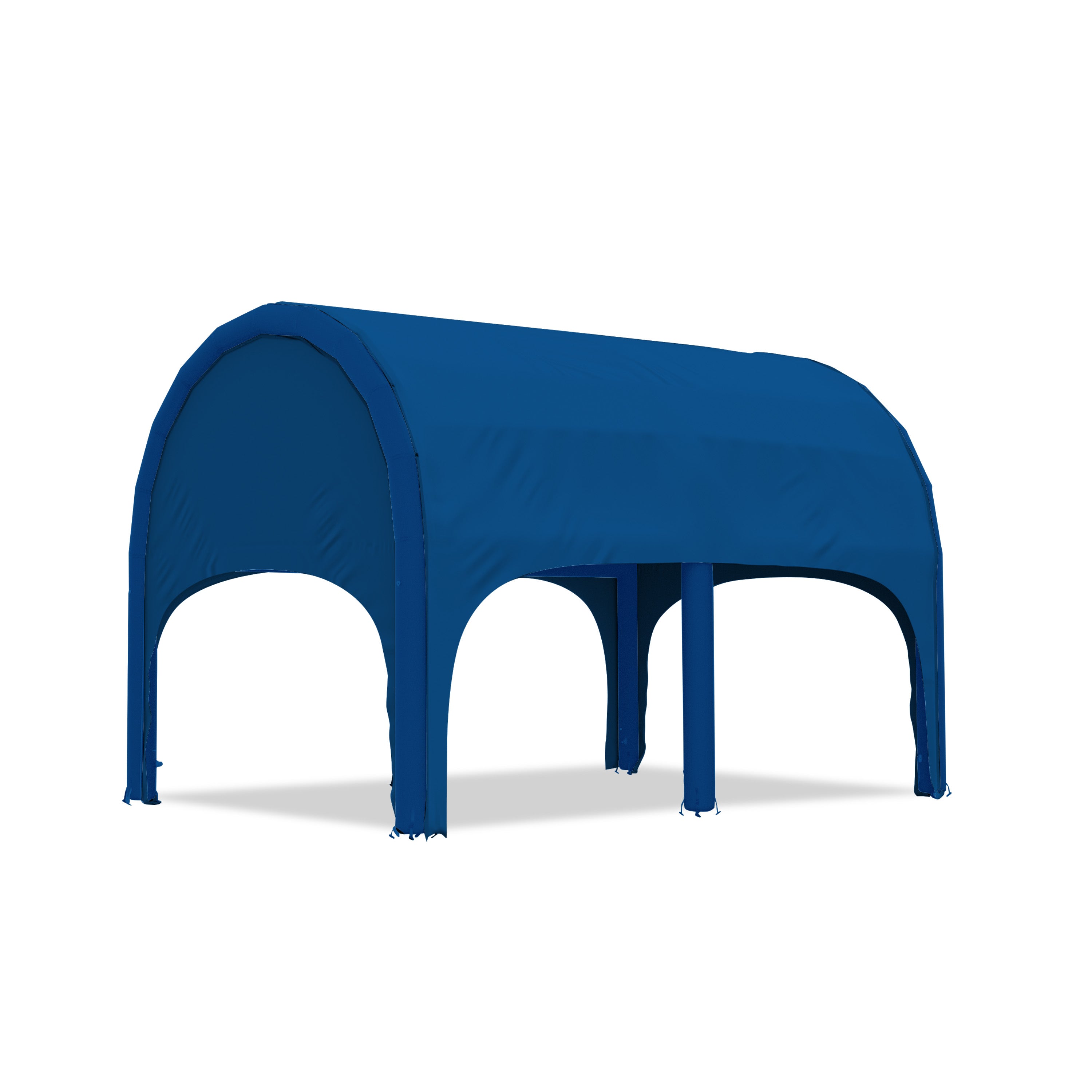 5m polaris high pressure inflatable tent with a blue roof and blue inflatable frame