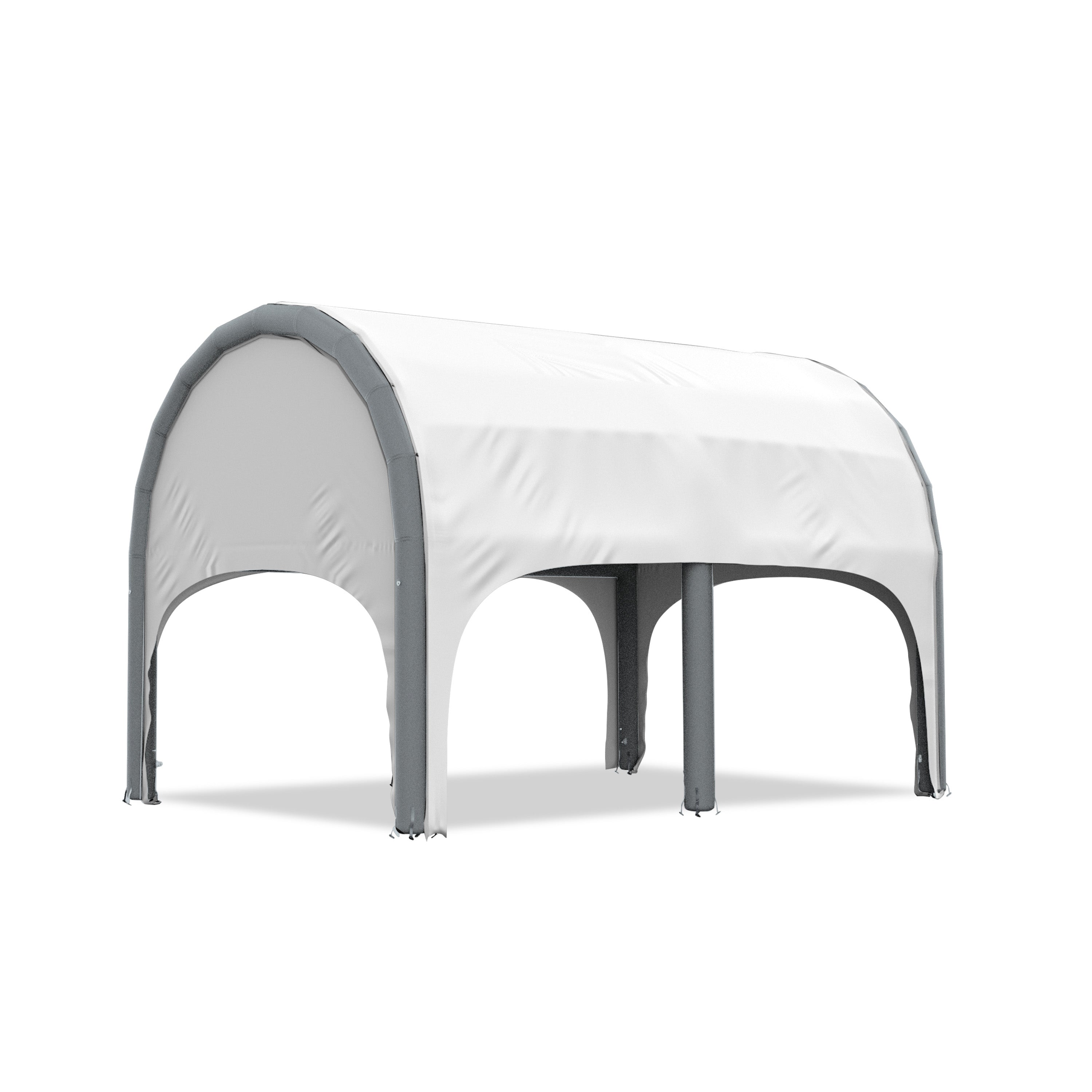 5m polaris high pressure inflatable tent with a white roof and gray inflatable frame