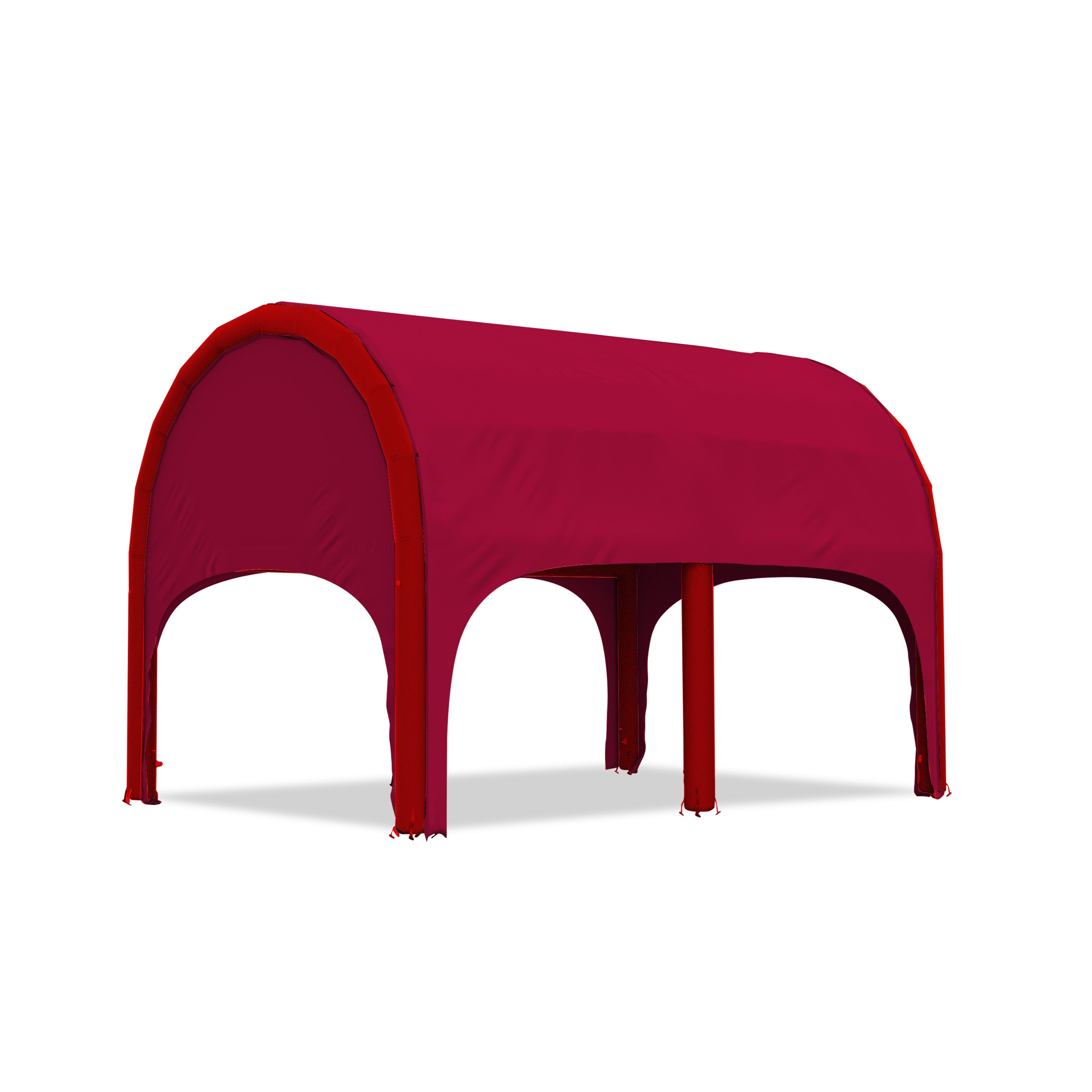 5m polaris high pressure inflatable tent with a red roof and red inflatable frame