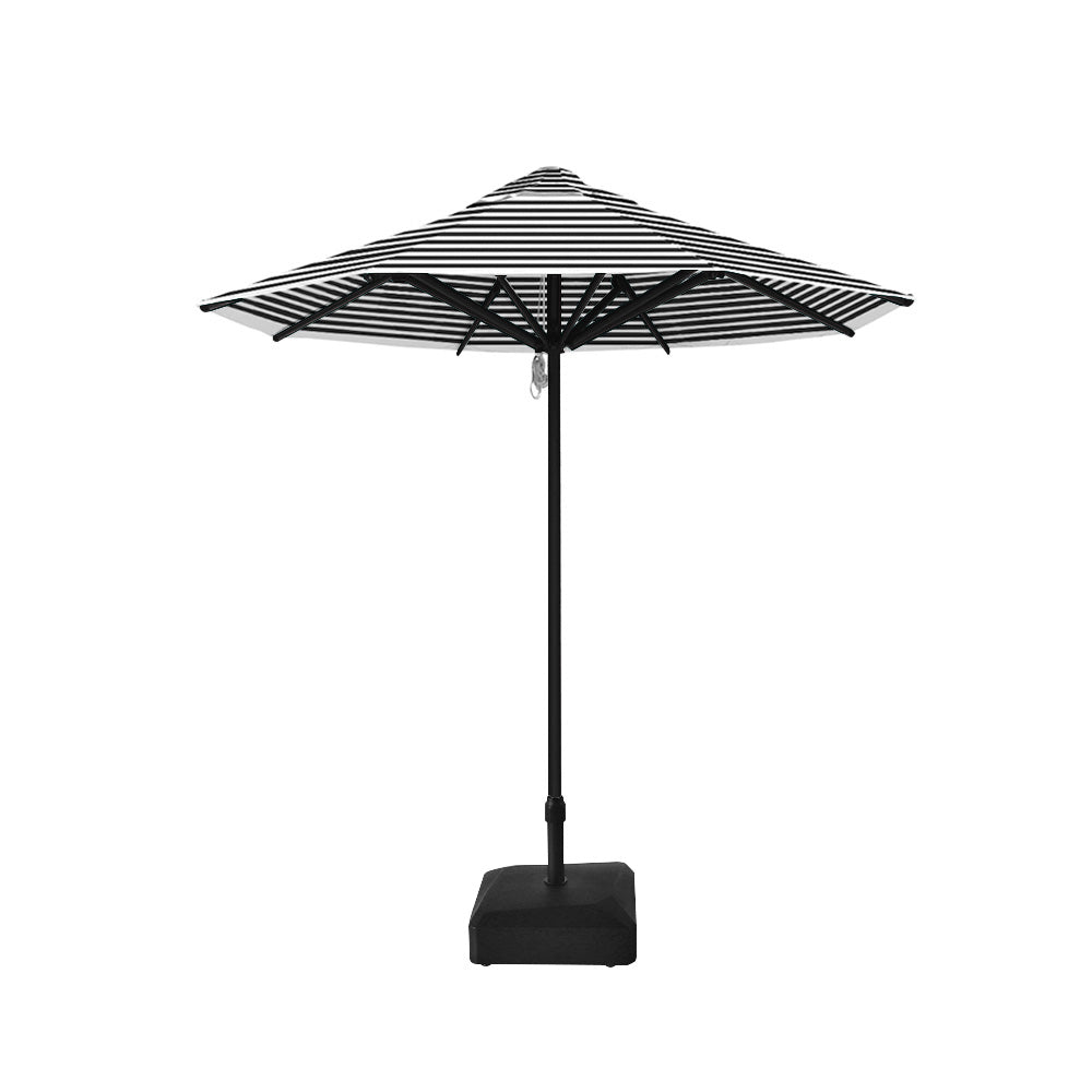2.5m dia. Saville Octagonal Umbrellas with Black Stripe Roof, Black Frame, and 45kg Water Weight