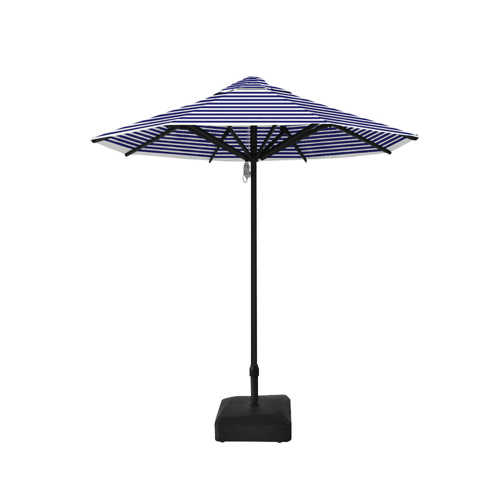 2.5m dia. Saville Octagonal Umbrellas with Blue Stripe Roof, Black Frame, and 45kg Water Weight